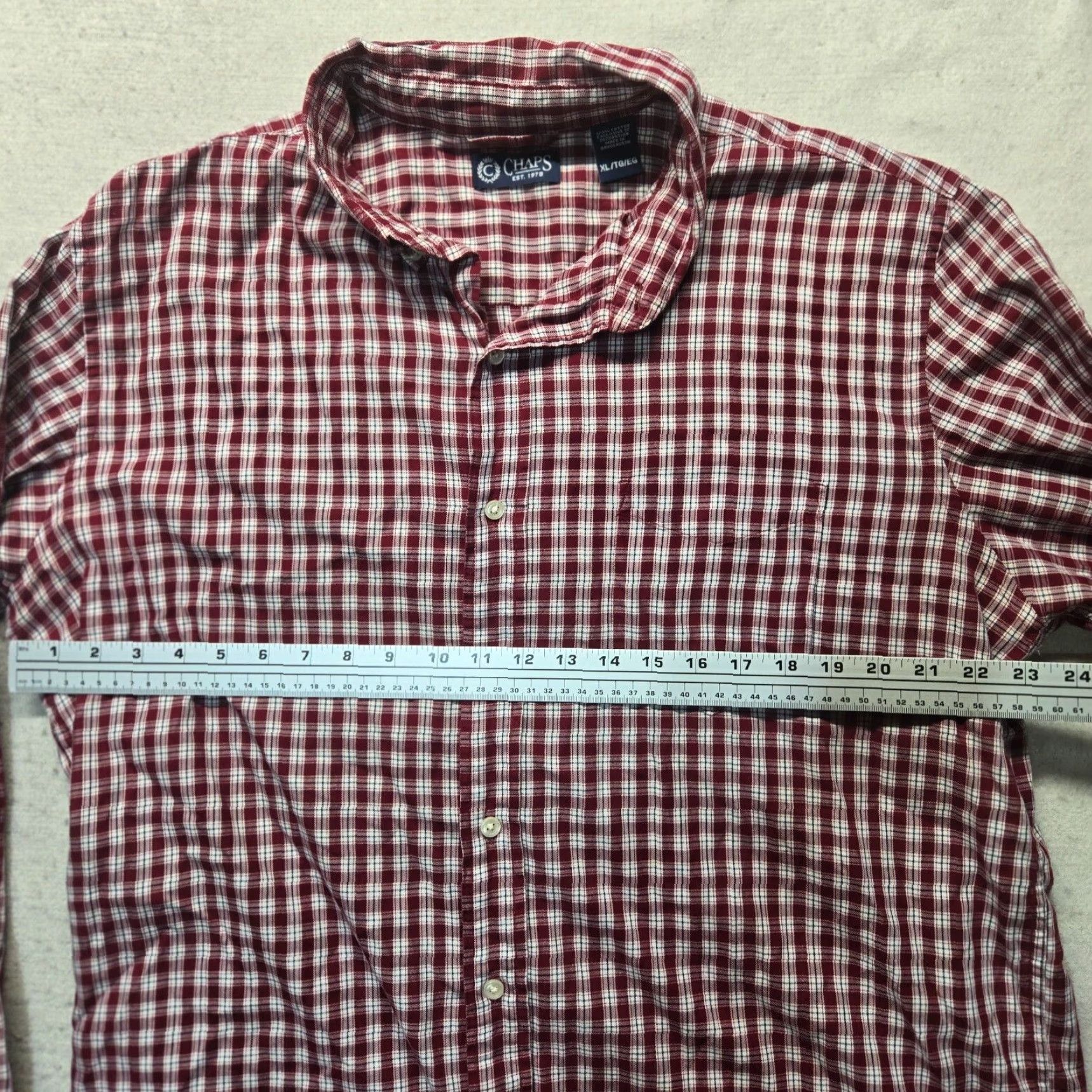 Chaps VINTAGE CHAPS Shirt Checkered Button-Up Long Sleeve Adult XL Red Plaid Men’s Shirt Size US XL / EU 56 / 4 - 4 Thumbnail
