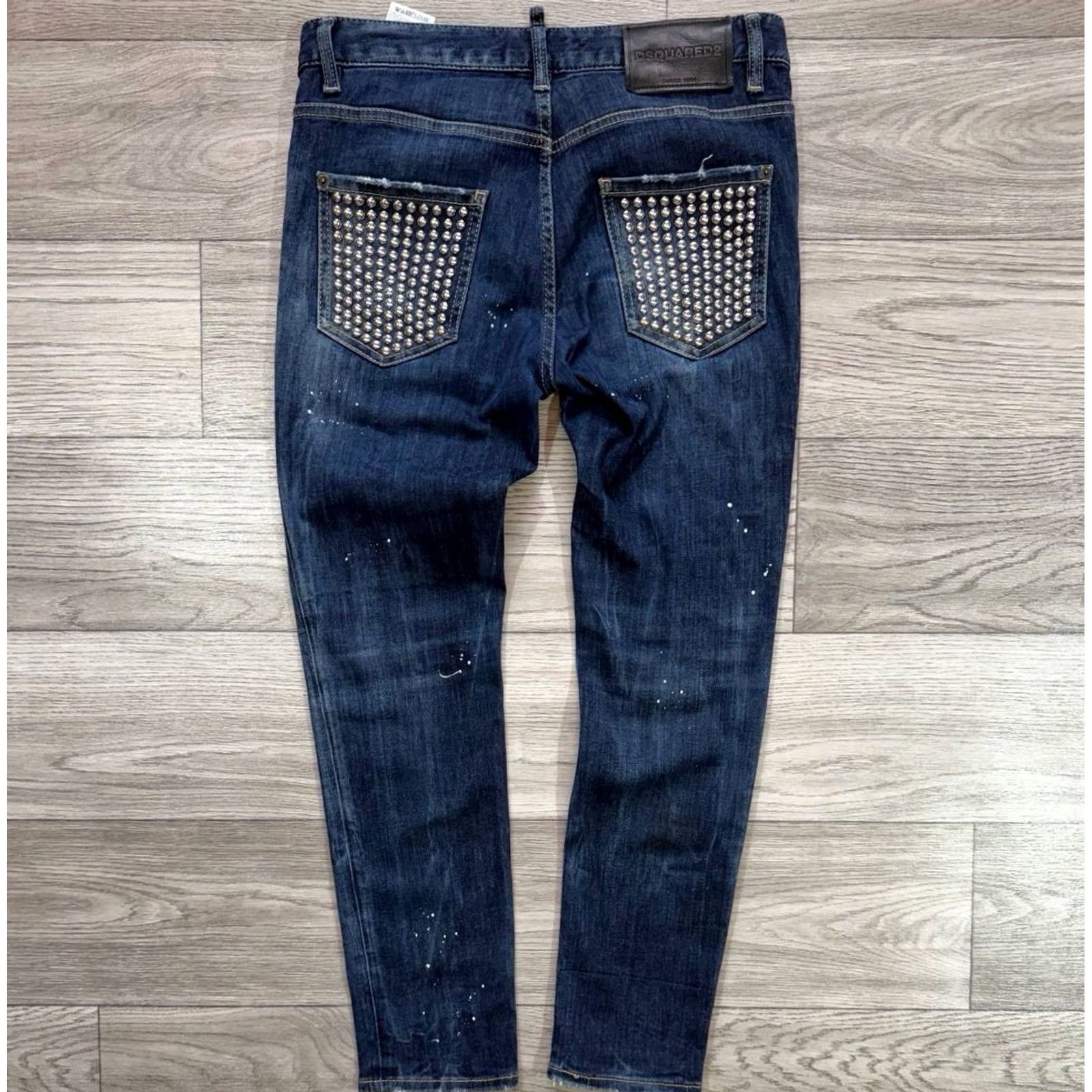 Dsquared2 Dsquared2 Jeans Distressed Paint Splatter Slim Fit Size 38 Womens Blue Skinny Jeans Size 26" / US 2 / IT 38 - 2 Thumbnail