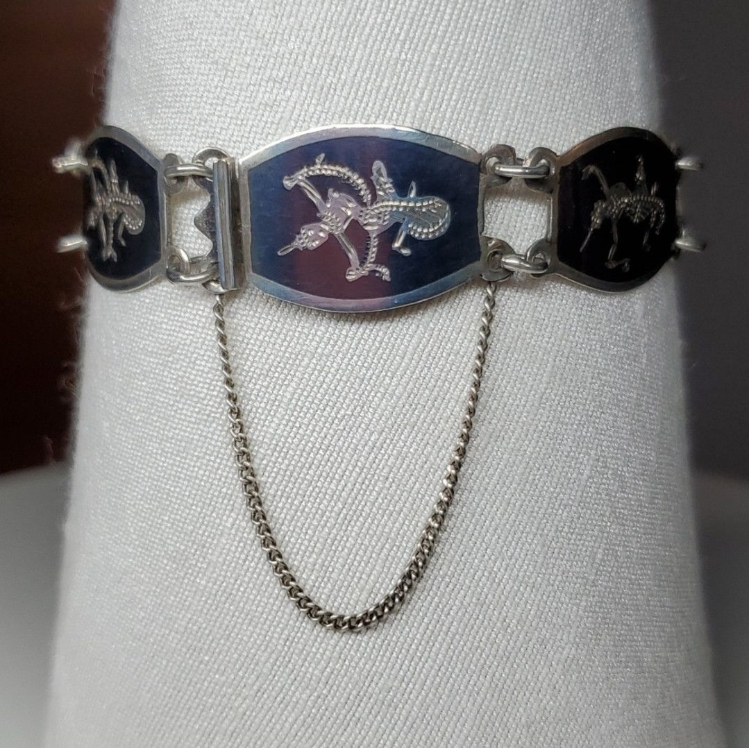 Other Siam 6.75" Bracelet Sterling Silver 925 Panel Link Thailand Size ONE SIZE - 3 Thumbnail