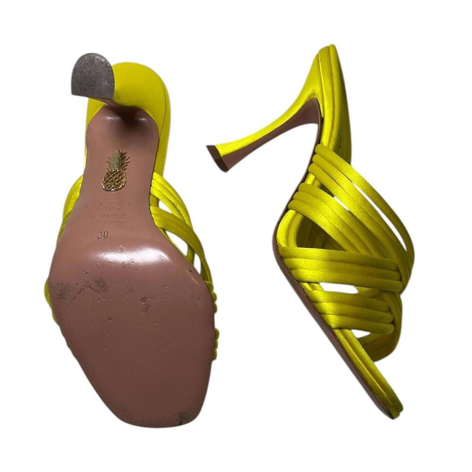 Other AQUAZZURA oahu 95 satin mules - yellow Size US 7.5 / IT 37.5 - 9 Thumbnail