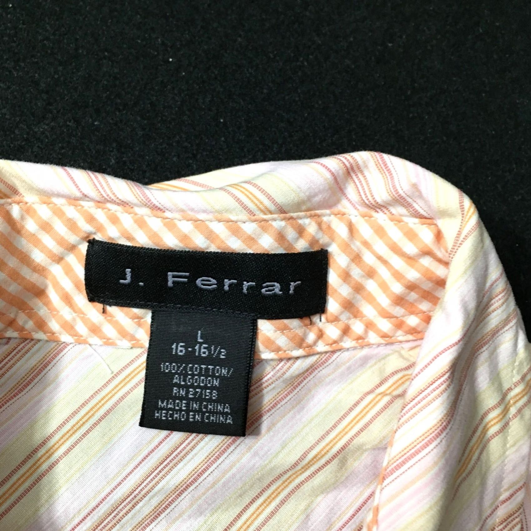 Vintage J. Ferrar size L Slim 16-16.5 neck Dress Shirt JF MICRO STAINS Size 42R - 3 Thumbnail