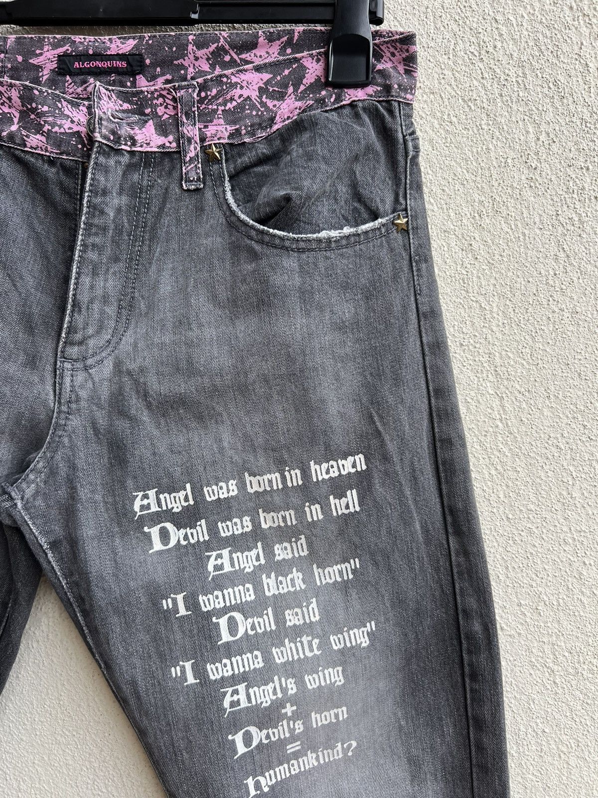 Designer ALGONQUINS Japan Distressed Punk Design Poem Denim Size US 32 / EU 48 - 11 Thumbnail