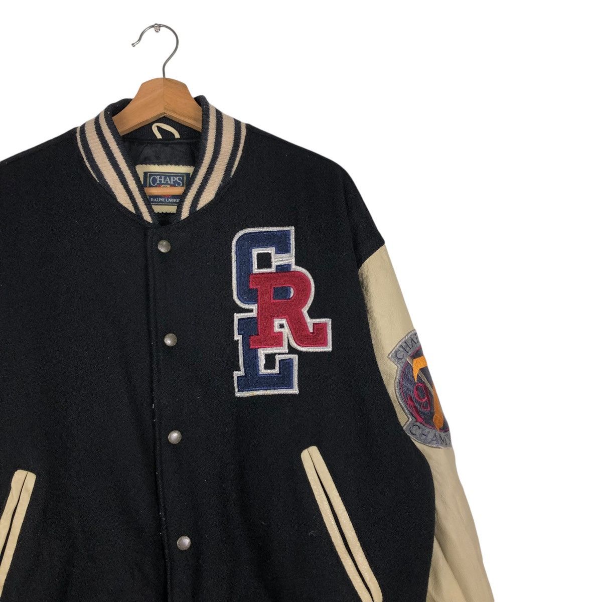 Chaps Ralph Lauren 🔥VINTAGE JUMPER VARSITY LEATHER JACKET CHAPS RALPH LAUREN Size US L / EU 52-54 / 3 - 8 Thumbnail