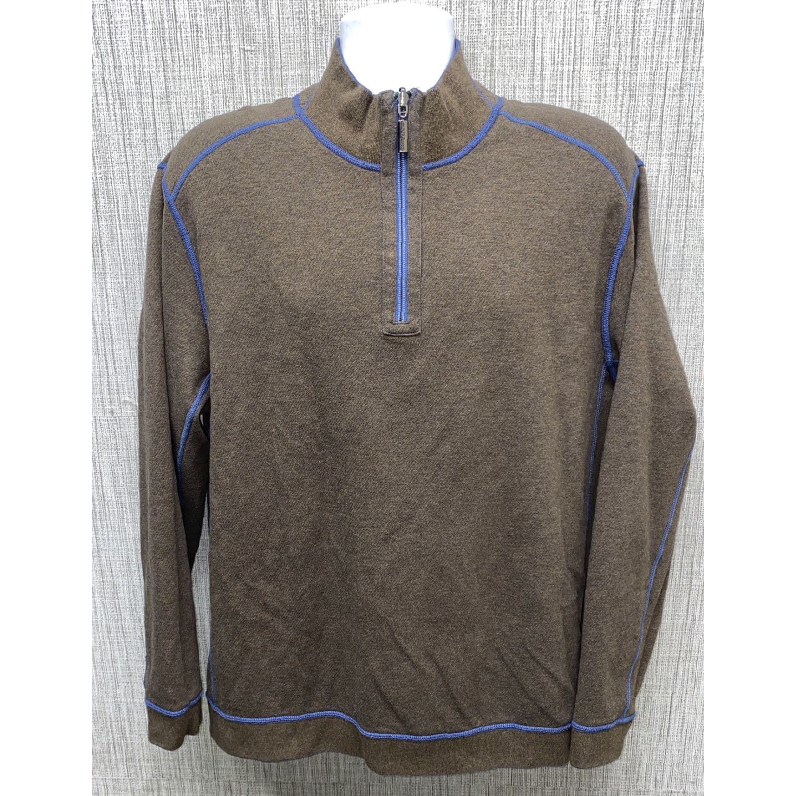 Tommy Bahama Tommy Bahama Sweater Reversible 1/2 Zip Pullover Mens XL Blue/Brown Cotton Shirt Size US XL / EU 56 / 4 - 6 Thumbnail