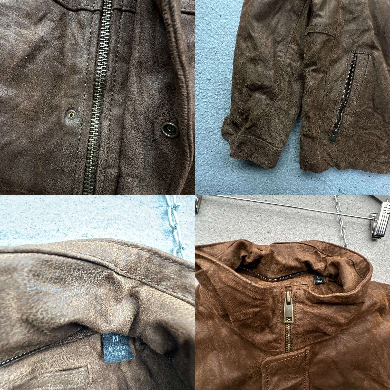 Roundtree & Yorke Roundtree & Yorke Suede Leather Jacket Mens M Lined Brown Full Zip Bomber Jacket Size US M / EU 48-50 / 2 - 9 Thumbnail