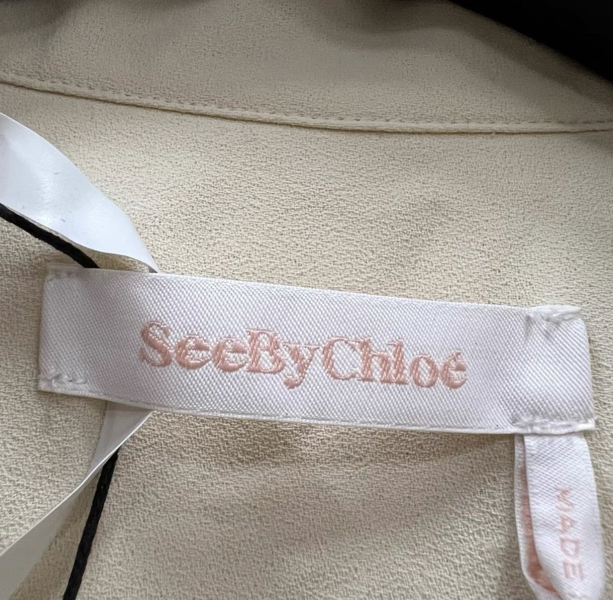 See by Chloe See By Chloe beige tie-waist three-quarter sleeve dress J41 Size XS / US 0-2 / IT 36-38 - 4 Thumbnail