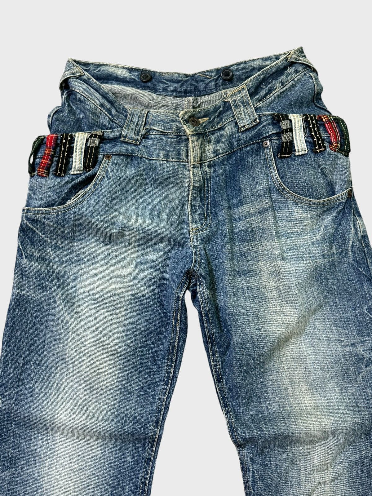 Hysteric Glamour DOUBLE WAIST SUPER RARE DISTRESSED DENIM PANTS Size US 32 / EU 48 - 3 Thumbnail