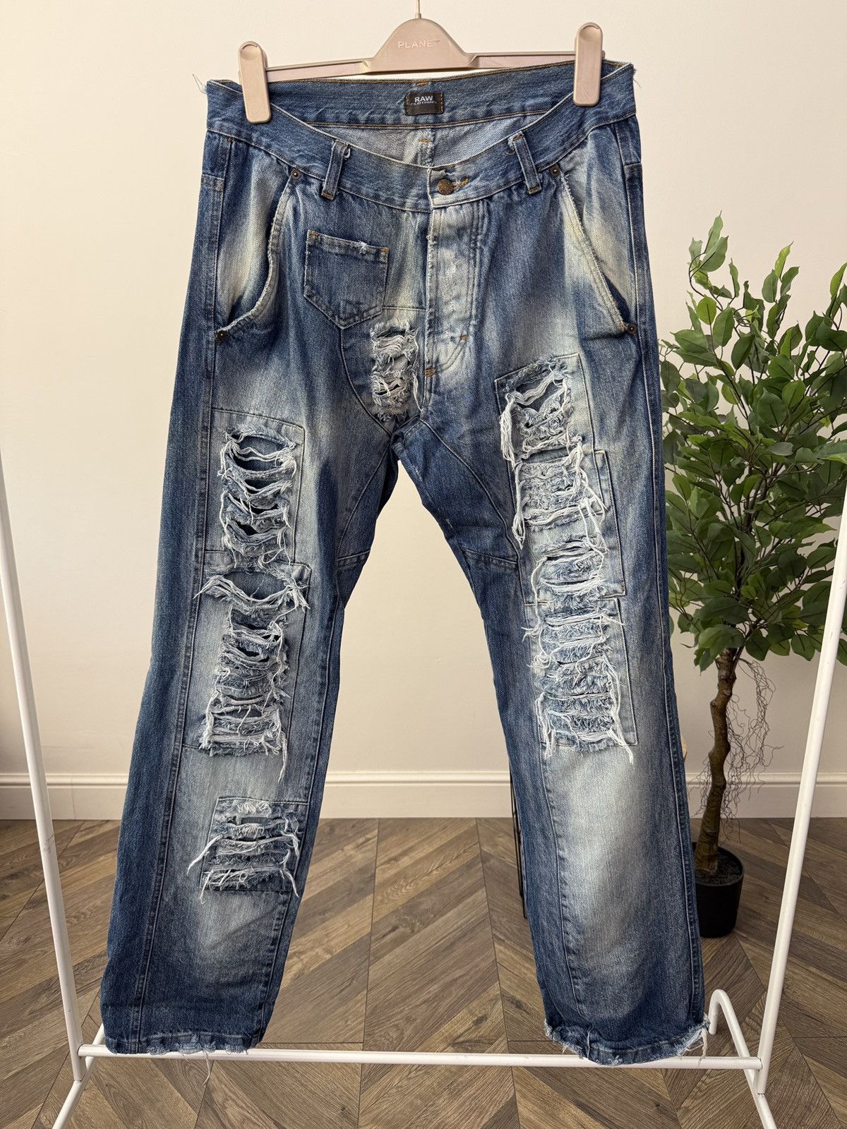Other Vintage RAW Clothing Distressed Jeans Patchwork Streetwear Size US 34 / EU 50 - 2 Thumbnail