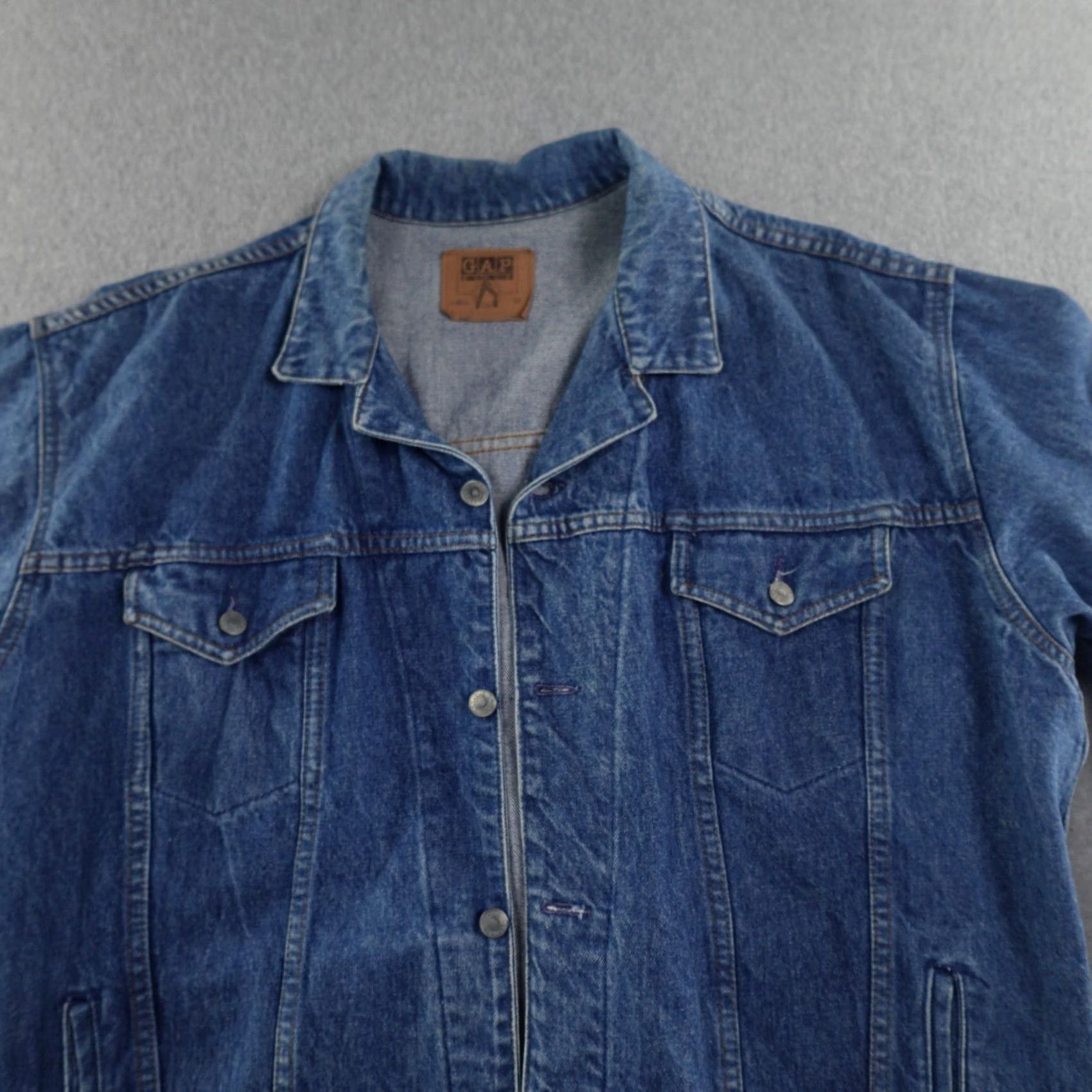 Gap VINTAGE GAP Jacket Mens XL Trucker Denim Blue 90s Motorcycle Style Size XL (27X28) MEASUREMENTS ARE PROVIDED IN PICTURES Womens, Mens Size US 36 / EU 52 - 3 Thumbnail