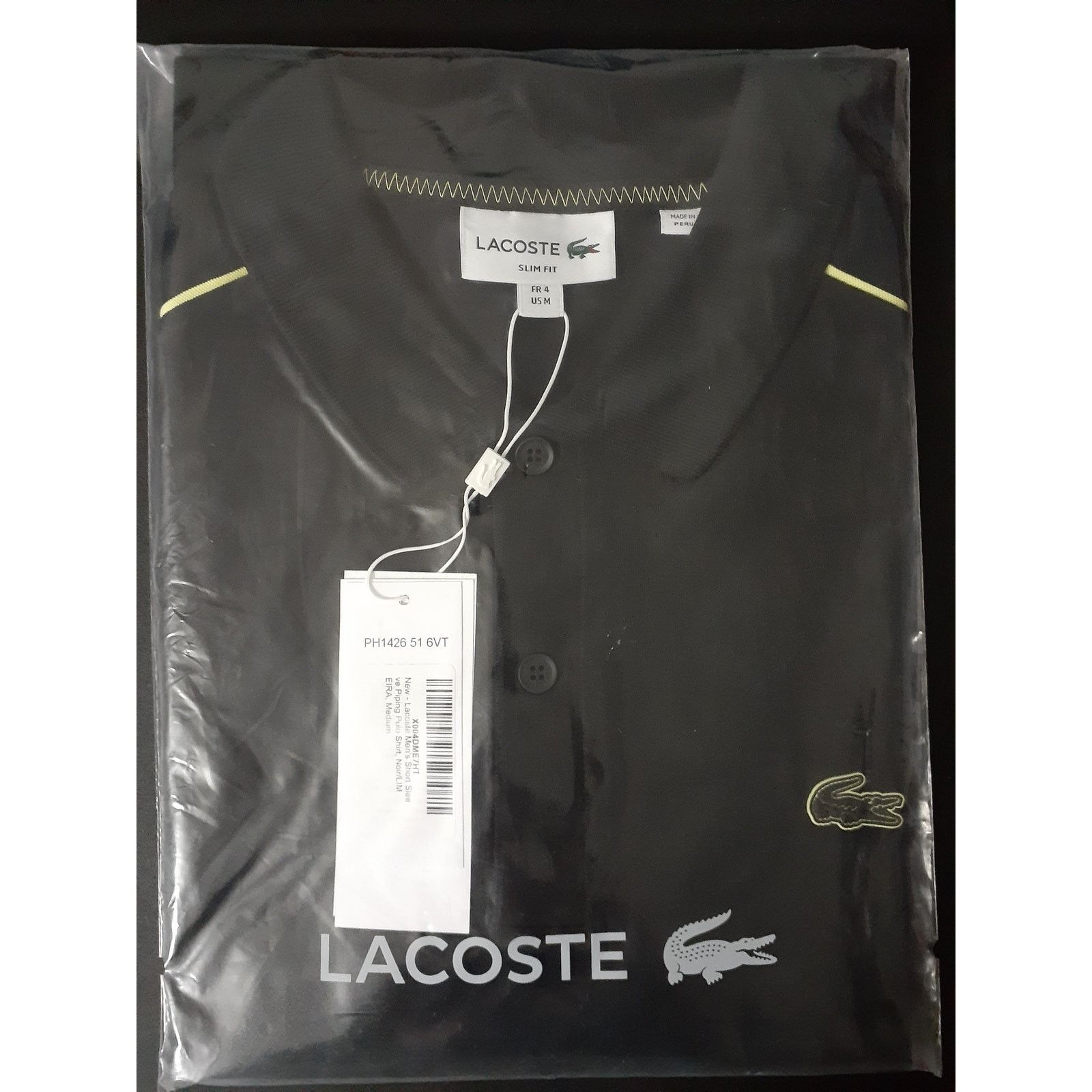 Lacoste Lacoste Men's Short Sleeve Piping Polo Shirt Noir/Limeira M Size US M / EU 48-50 / 2 - 2 Thumbnail