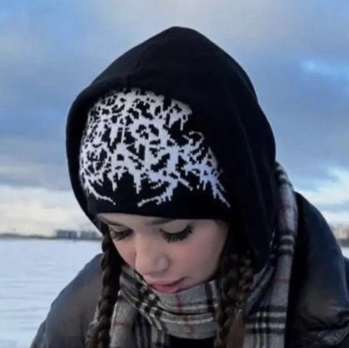 Japanese Brand × Vintage Black and White y2k Beanie Size ONE SIZE - 2 Thumbnail