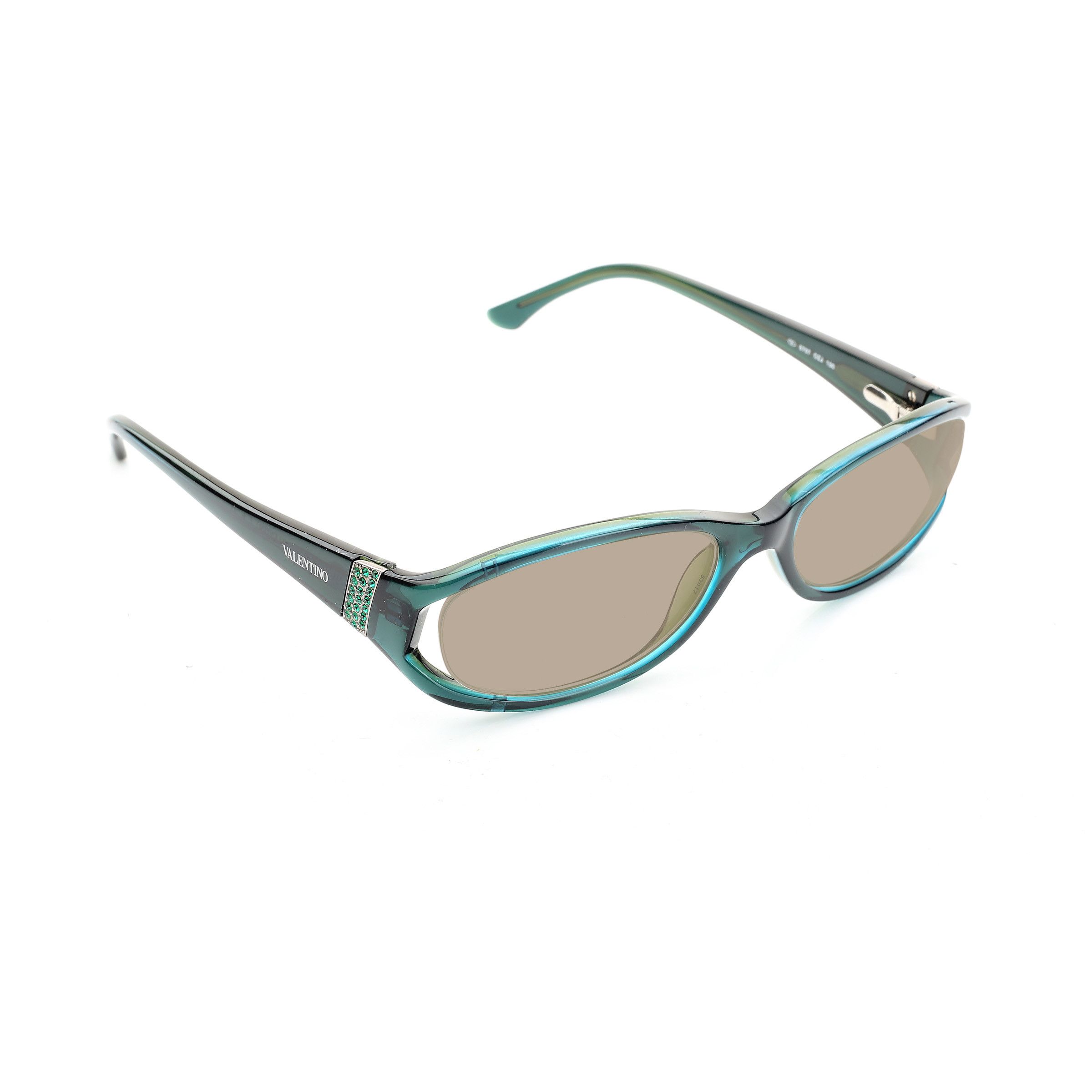 Valentino Valentino '00s Bottle Green Crystals Plastic Sunglasses Size ONE SIZE - 3 Thumbnail