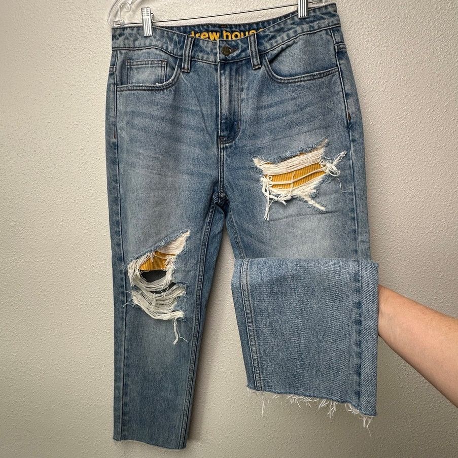 Drew House Drew House Distressed Jeans Blue Raw Hem Corduroy Patches 32 Size US 32 / EU 48 - 4 Thumbnail