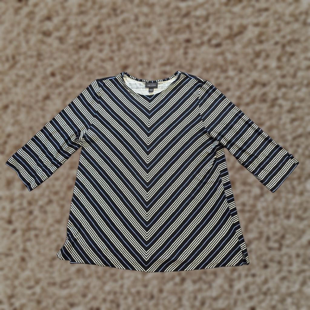 J. Jill J. Jill Top Womens Size Medium Black Stripe Boxy 3/4 Sleeves Stretchy Wearever Shirt Mens Womens Size M / US 6-8 / IT 42-44 - 1 Thumbnail