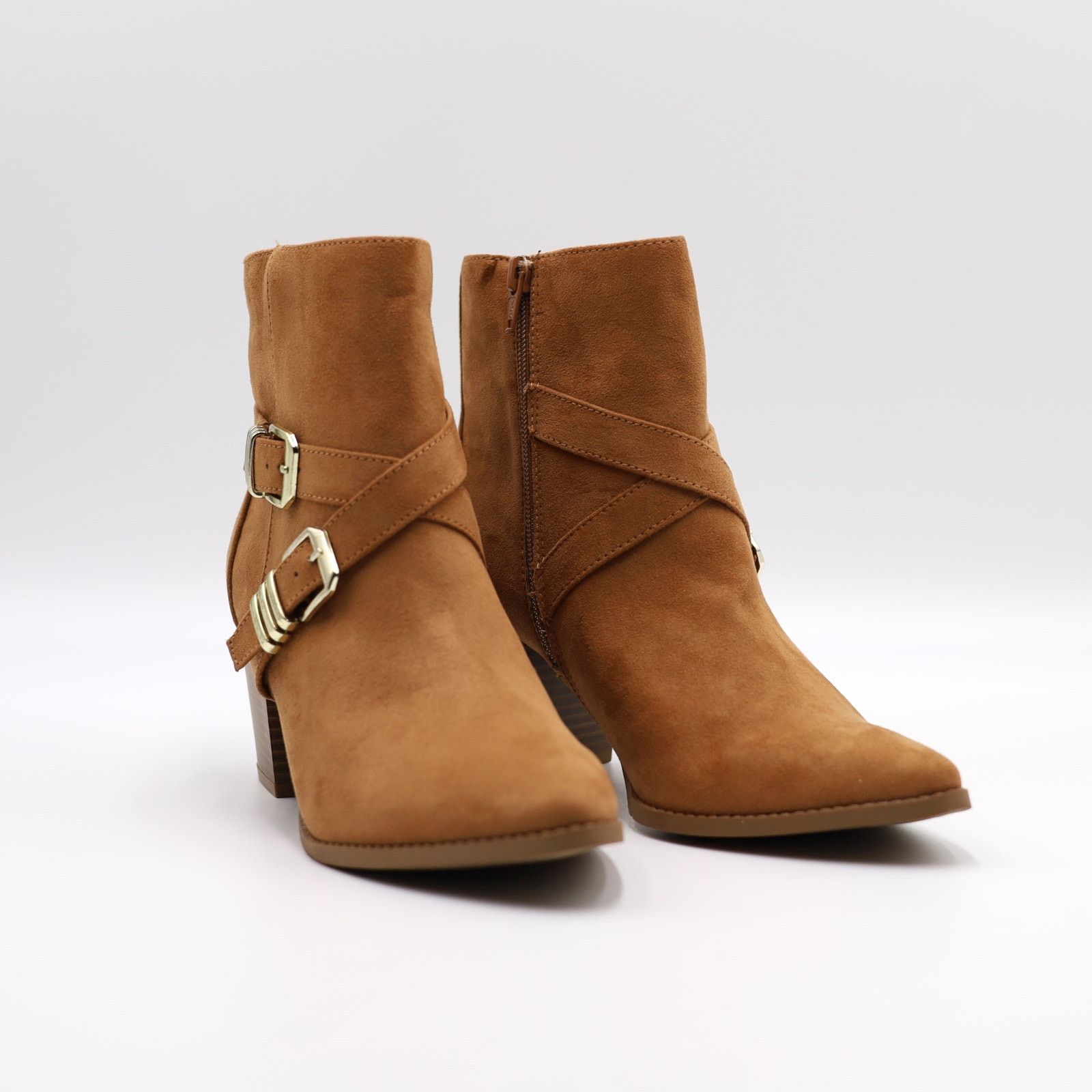 The Unbranded Brand Sun+Stone Women Tan Pointed-Toe Buckle Ankle Booties US 8.5 Size US 8.5 / IT 38.5 - 3 Thumbnail