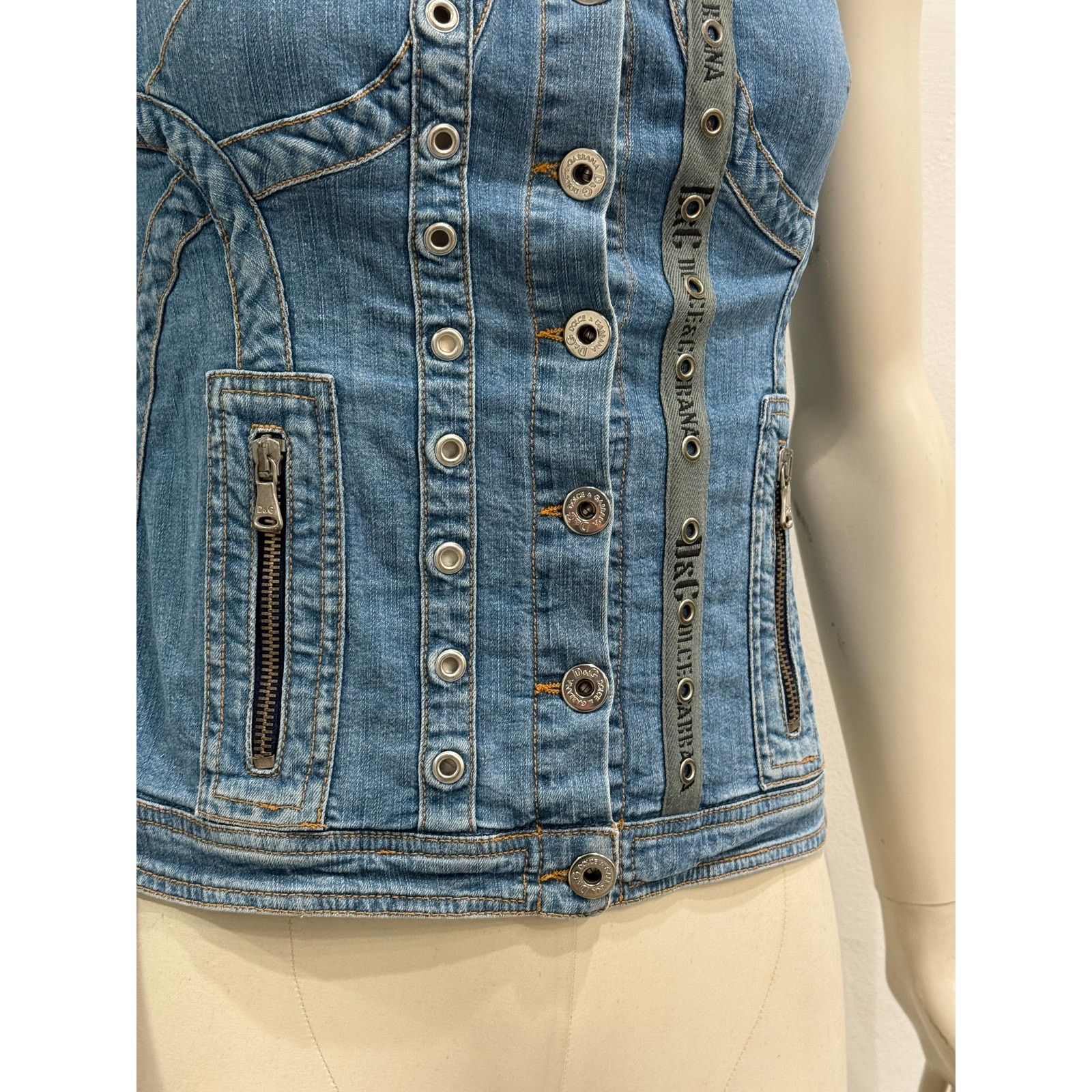 Dolce & Gabbana 2000s Dolce & Gabbana denim military corset Size S / US 4 / IT 40 - 4 Thumbnail