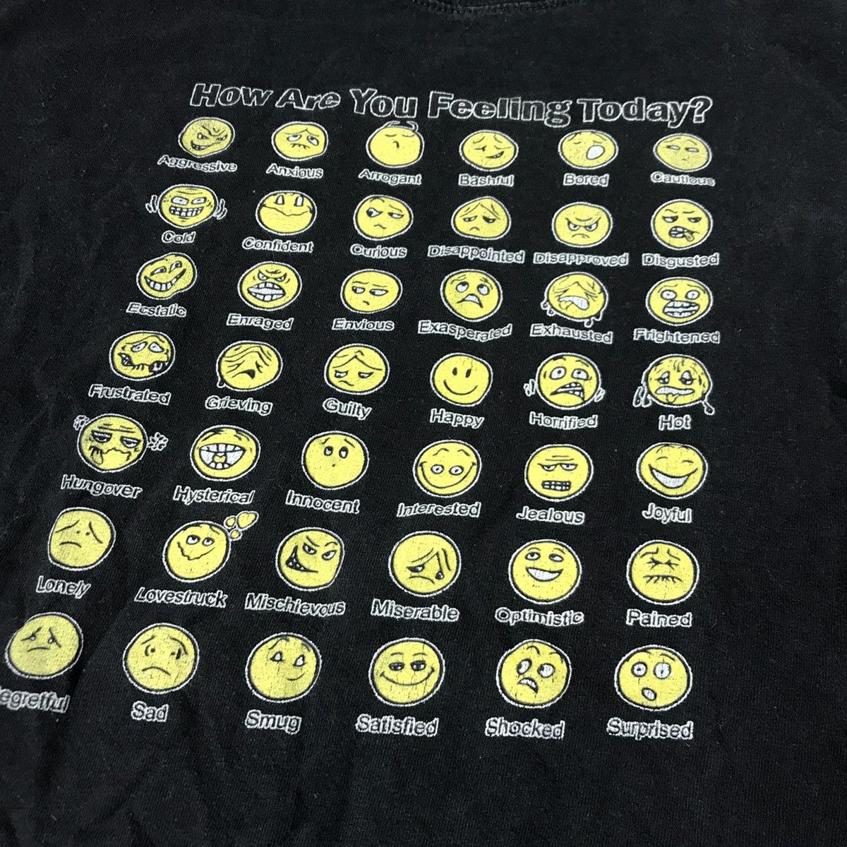 Vintage Vintage Y2K Graphic Tee Emotion Chart Streetwear Rave Black Size US M / EU 48-50 / 2 - 3 Thumbnail