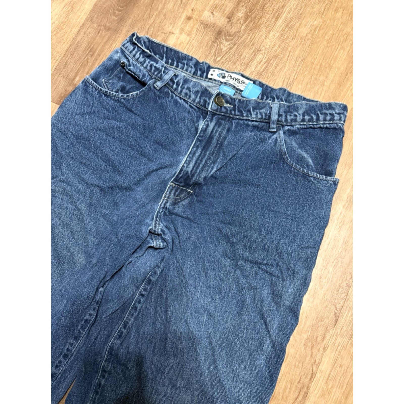 Denime VINTAGE Y2K PHYS.SCI Physical Science Jeans 34x34 Blue Denim Baggy 90s Mens Jeans Wide-Leg Mens Size US 34 / EU 50 - 4 Thumbnail