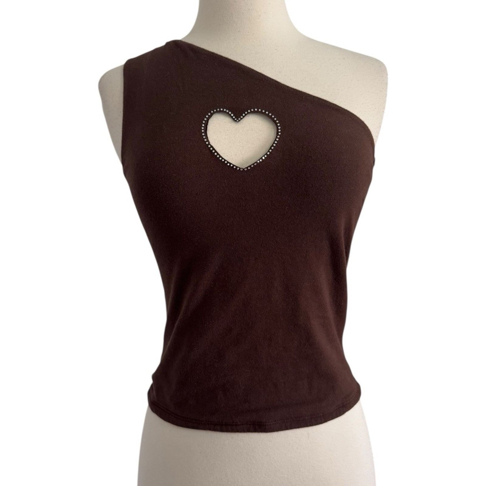 Hollister Y2K HOLLISTER Heart Rhinestone Cut Out One Shoulder Tank Top Size S / US 4 / IT 40 - 2 Thumbnail