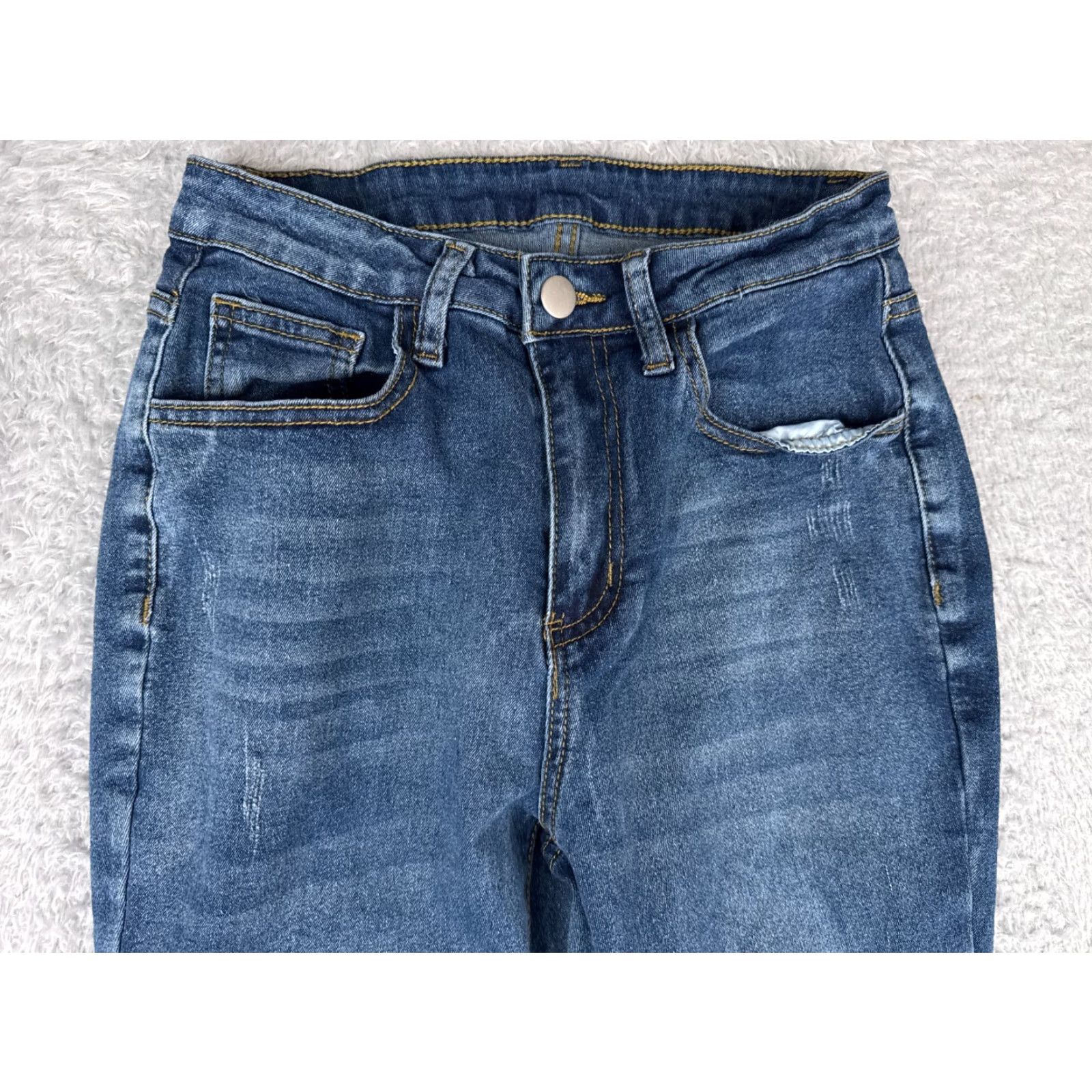 Shein SheIn Jeans Flared Denim Blue 26 30in Mid Rise Cotton Blend Stretch Regular Women Pants Vintage No Size 26" / US 2 / IT 38 - 4 Thumbnail