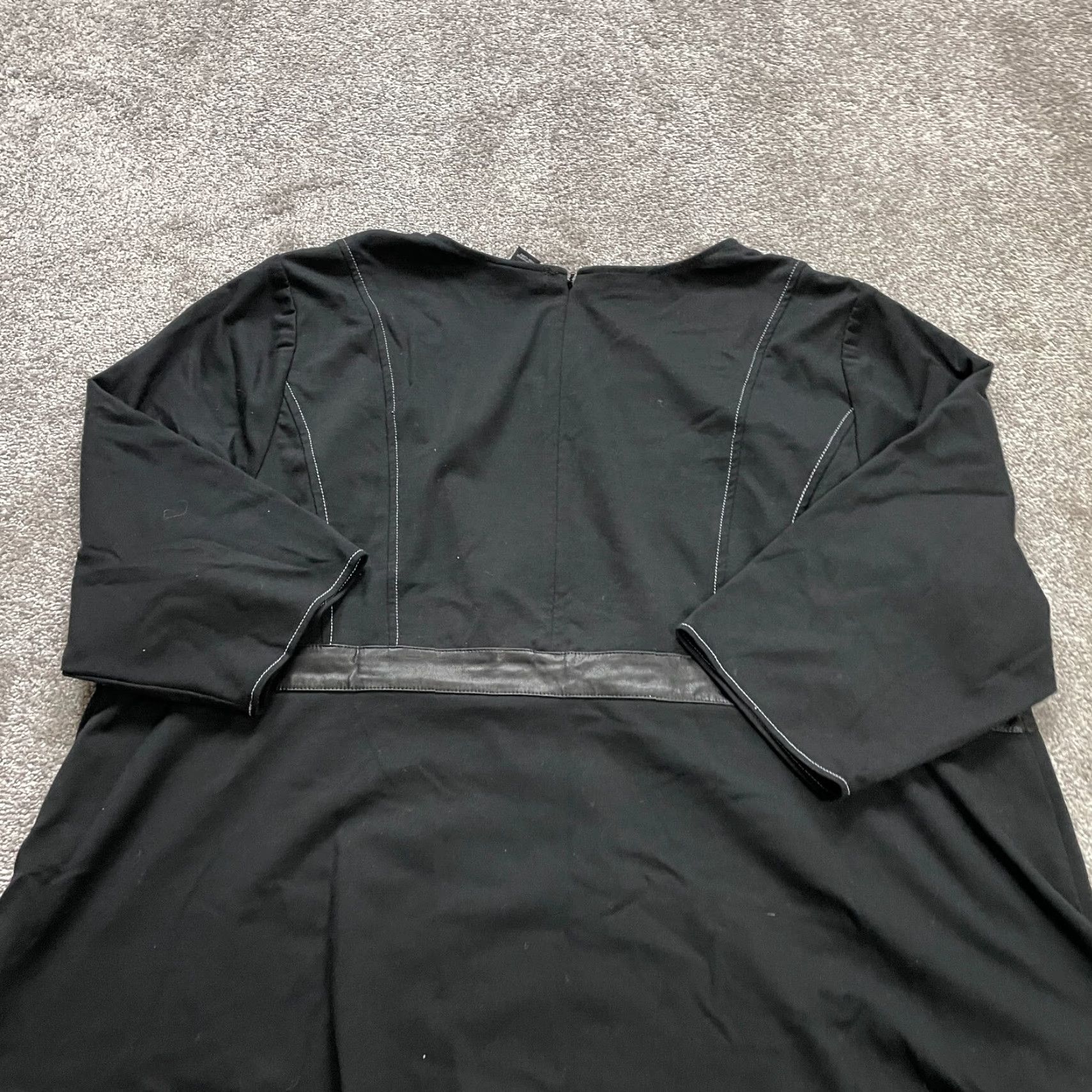 Vintage Black Label Blouse Shirt Womens 3XL Tunic 3/4 Sleeve Round Neck Knit Polyester Rayon Spandex Zipper Black Casual Workwear Flattering Classic Size XXL / US 16-18 / IT 52-54 - 3 Thumbnail