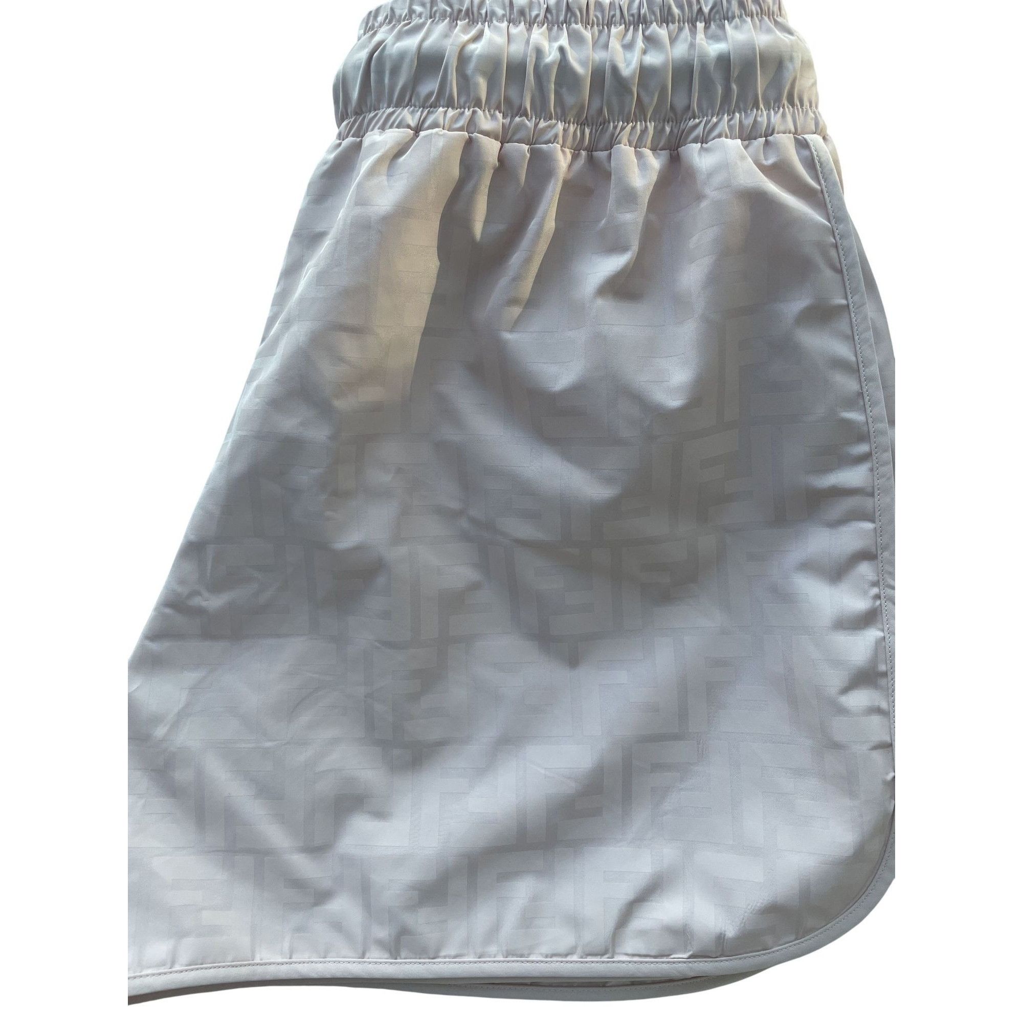 Fendi Fendi Womens Beige Monogram Nylon Drawstring Shorts With Ela Size 40" / US 18 - 6 Thumbnail
