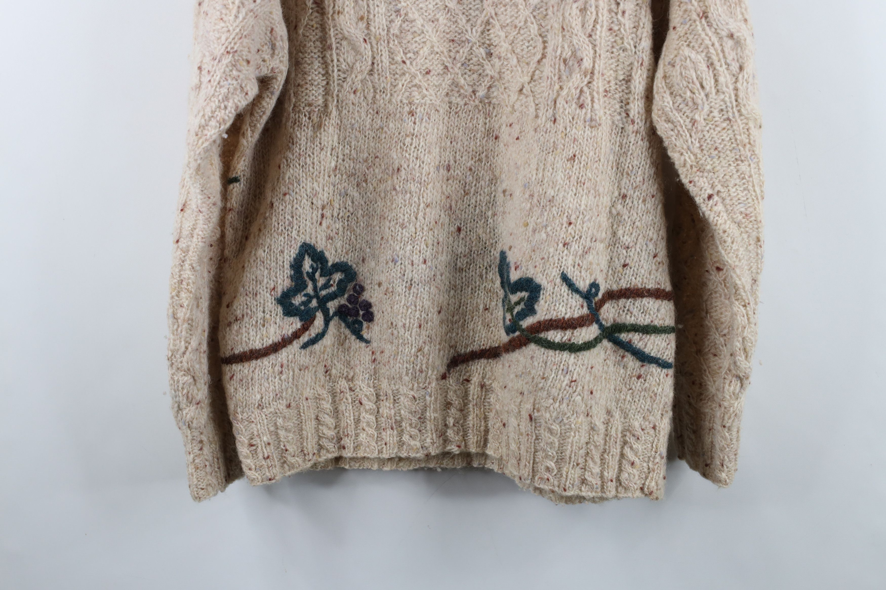 Vintage Vintage 90s Streetwear Leaf Cable Knit Mock Neck Sweater Size M / US 6-8 / IT 42-44 - 12 Thumbnail