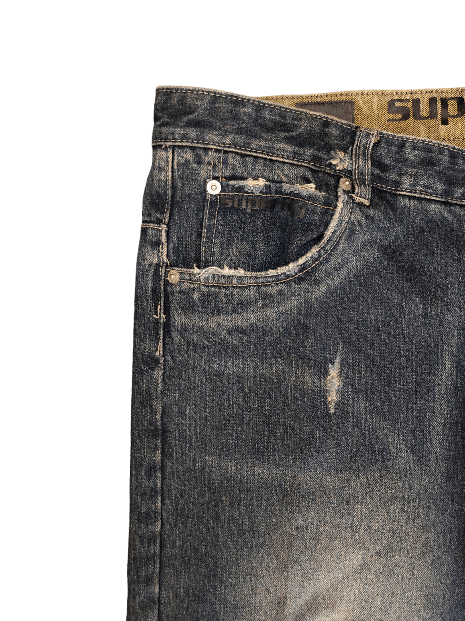 Hysteric Glamour Baggy Jeans Industrie Sand Wash Ripped Denim Wide Loose Y2k Size US 37 - 4 Thumbnail