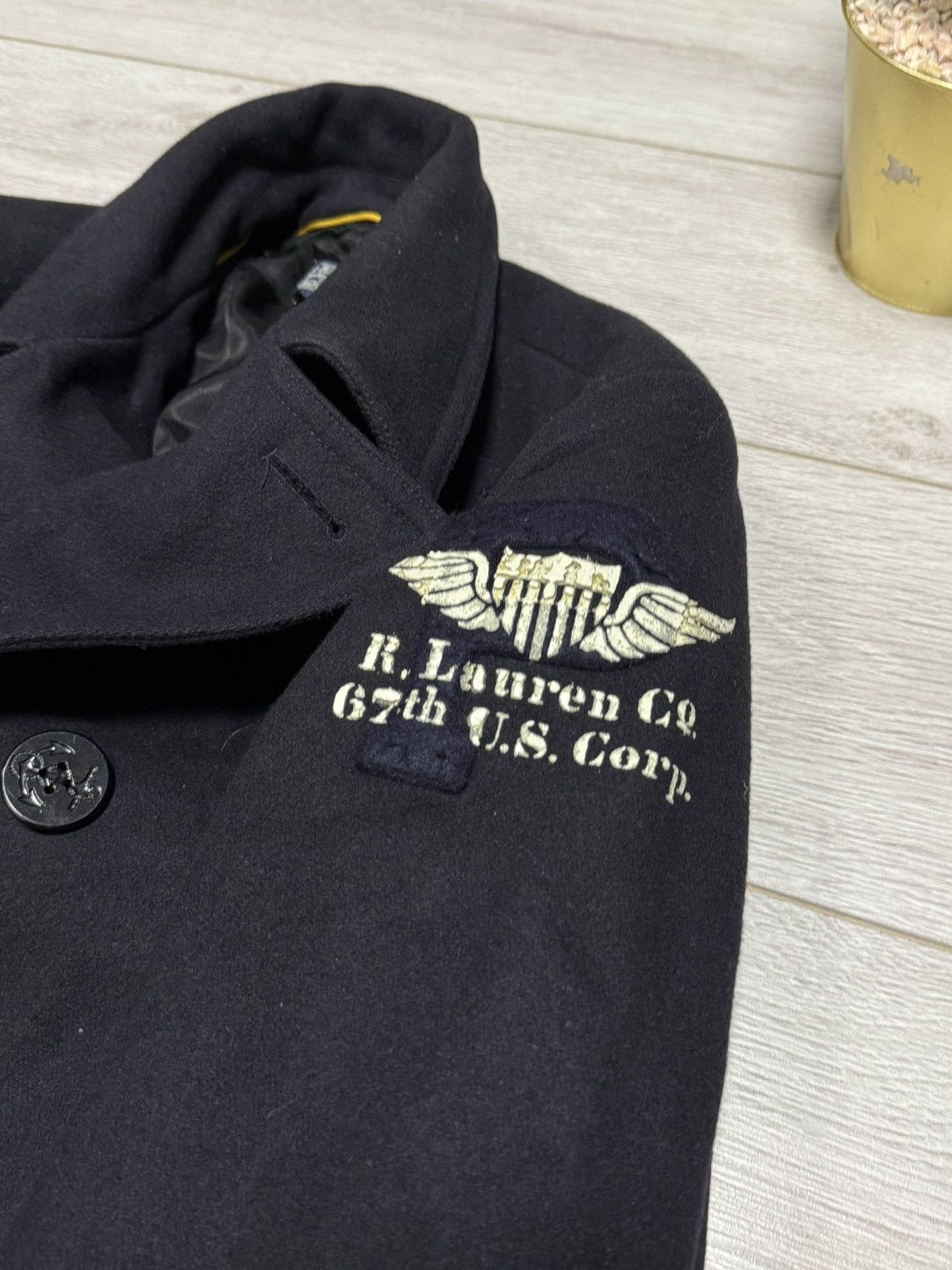 Polo Ralph Lauren POLO wool double breasted pea coat buttons jacket anchor Size US L / EU 52-54 / 3 - 3 Thumbnail