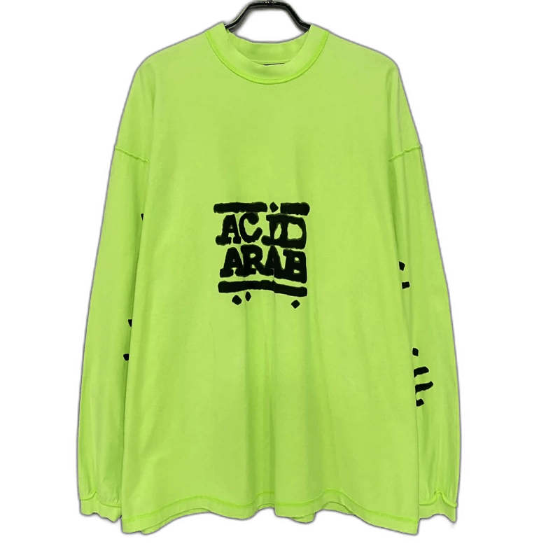 Balenciaga Fluorescent Green Logo Long Sleeve Top-2506 Size S / US 4 / IT 40 - 1 Thumbnail