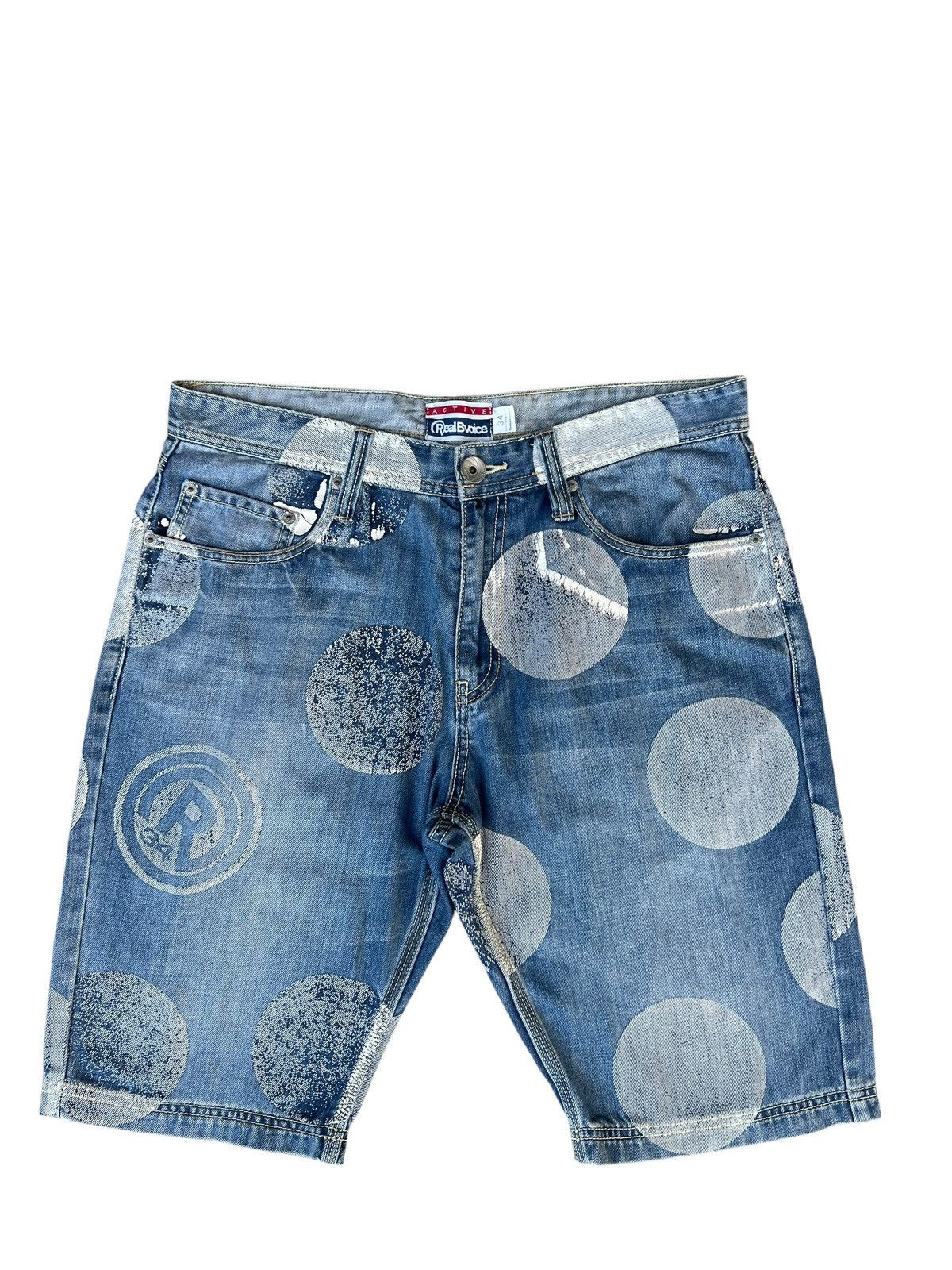 Vintage RealBVoice Japan Huge Dot Denim Short Pant Size US 34 / EU 50 - 1 Thumbnail