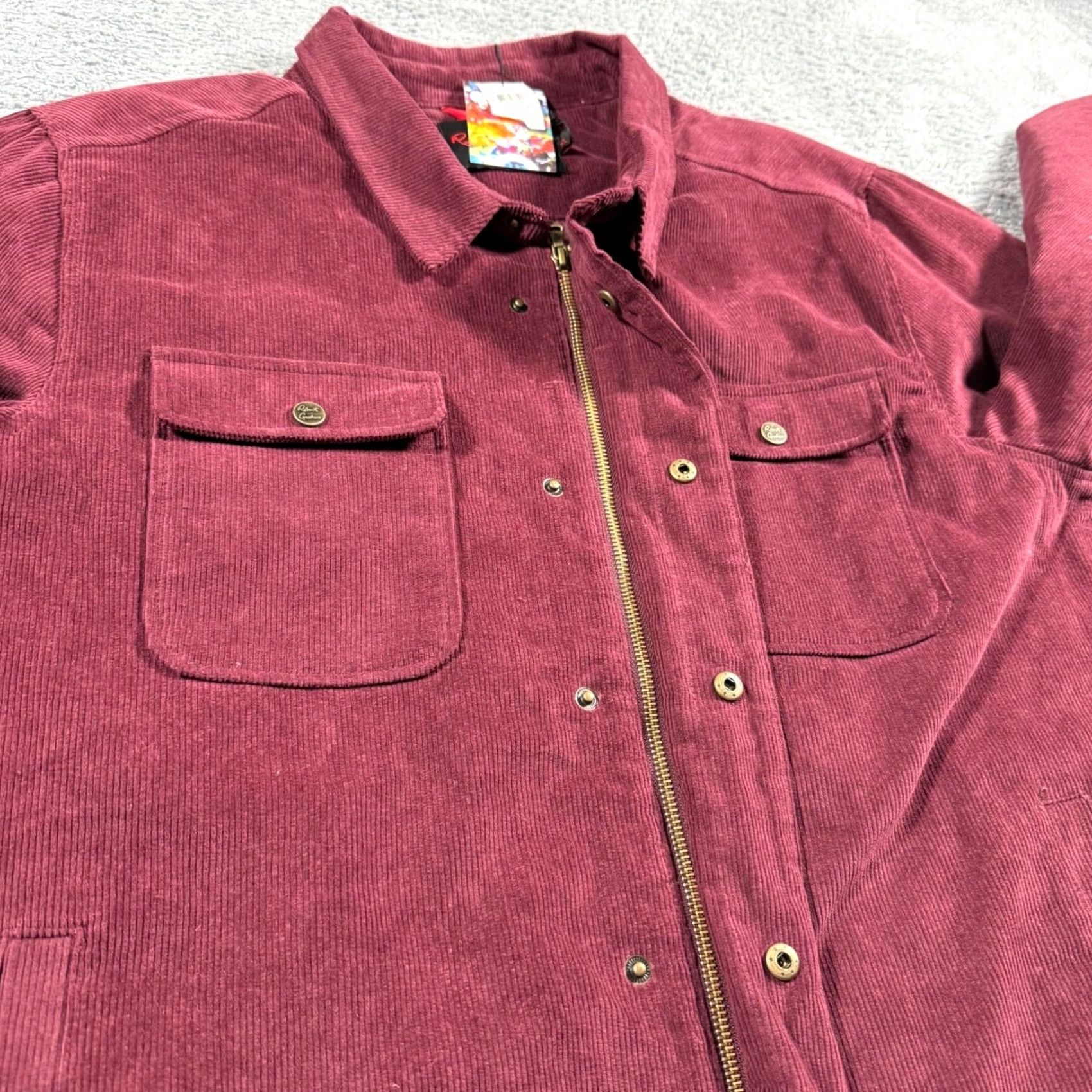 Robert Graham VINTAGE Robert Graham Burgundy Chore Corduroy Quilted Lined Jacket Coat XL Men Regular Zip Button Pockets Solid Pattern Fall Winter - 298 Size US XL / EU 56 / 4 - 3 Thumbnail