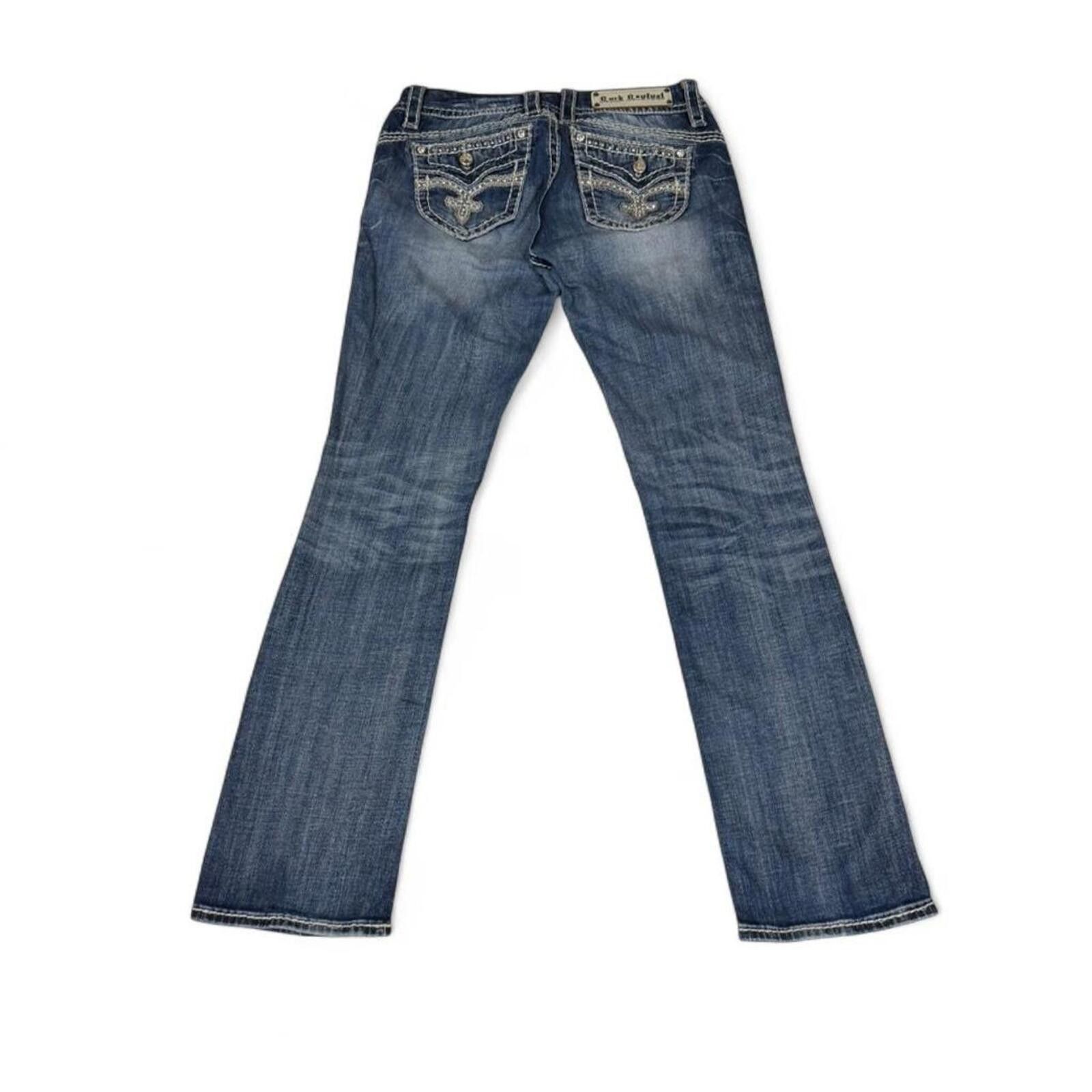 Rock Revival Rock Revival slim fit jeans with rhinestone embellishments Size 29" - 2 Thumbnail