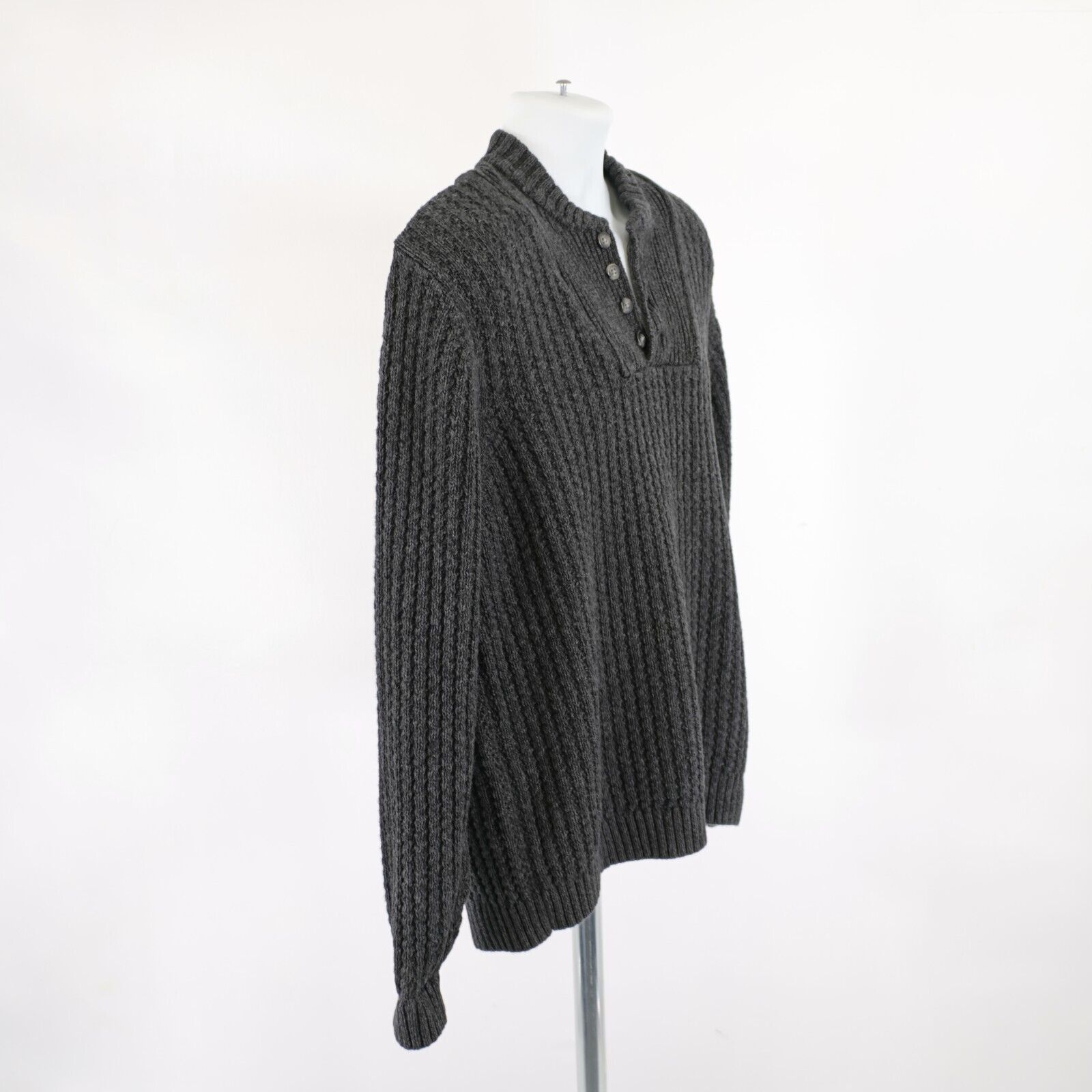 Eddie Bauer Eddie Bauer Large Gray Cotton Cable Knit Sweater Button 1/4 Size US L / EU 52-54 / 3 - 8 Thumbnail