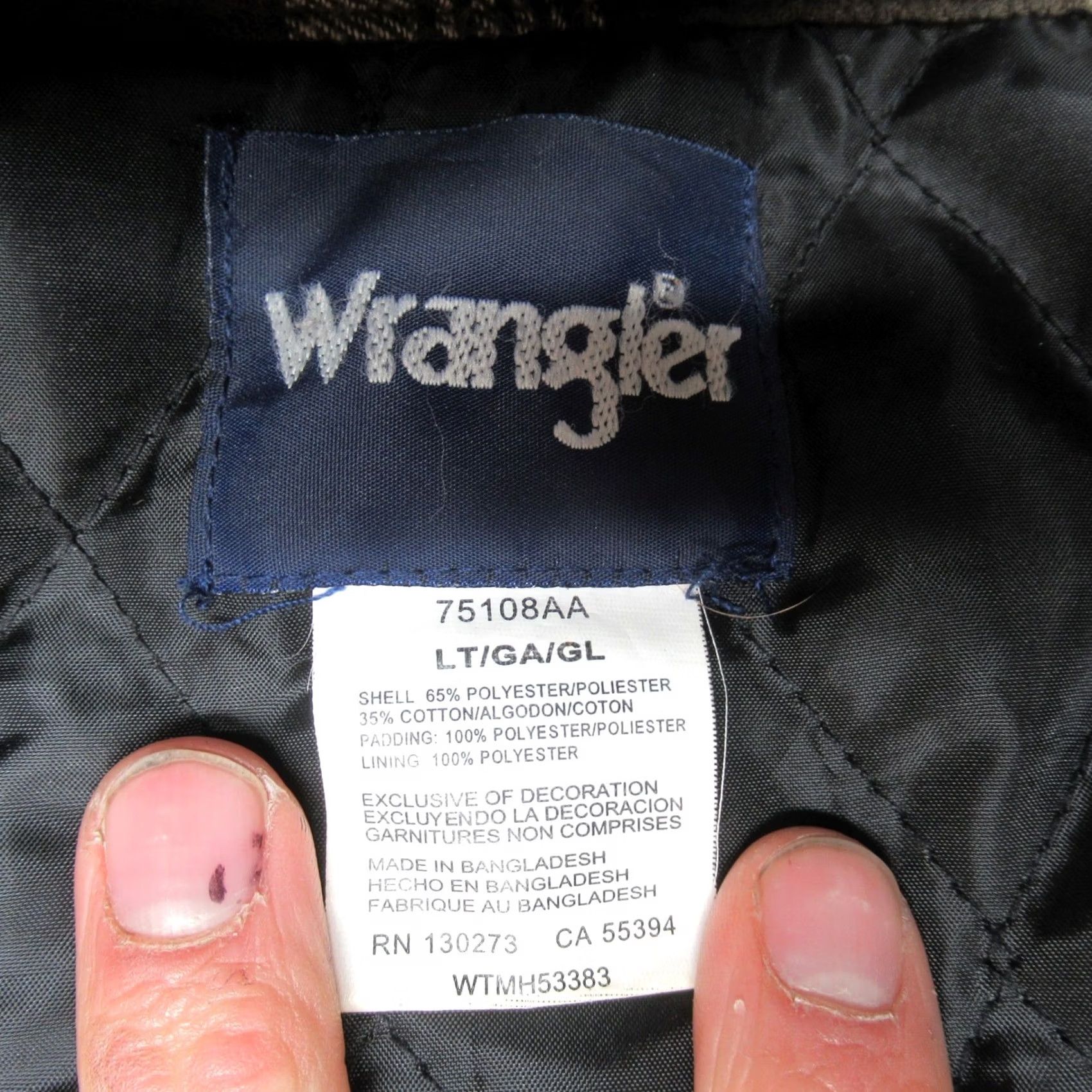 Wrangler Wrangler Mens Large Tall Brown Quilted Lined Pearl Snap Plaid Flannel Jacket Size US L / EU 52-54 / 3 - 4 Thumbnail