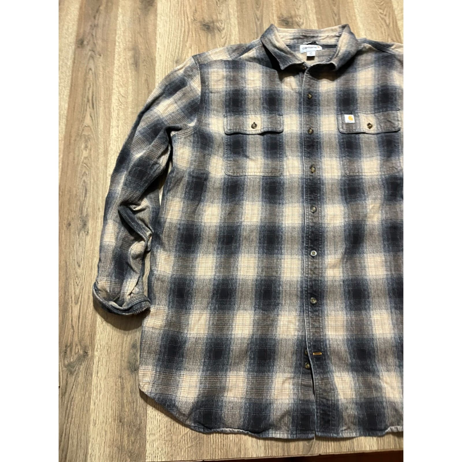 Carhartt VINTAGE Carhartt Shirt Mens 2XL Tall Black Yellow Plaid Button Up Long Sleeve Size US XXL / EU 58 / 5 - 3 Thumbnail