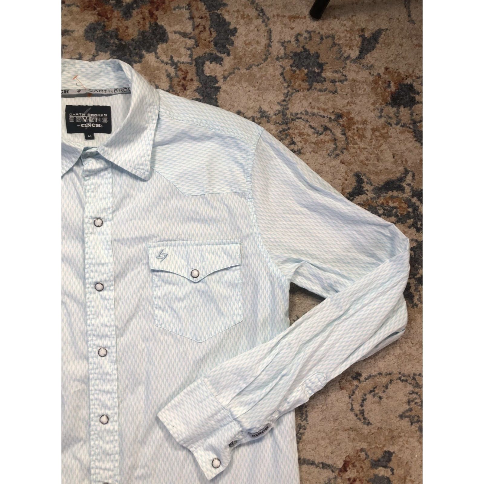 Brooks Garth Brooks Sevens by Cinch Shirt Mens M Blue Diamond Western Pearl Snap Size US M / EU 48-50 / 2 - 4 Thumbnail