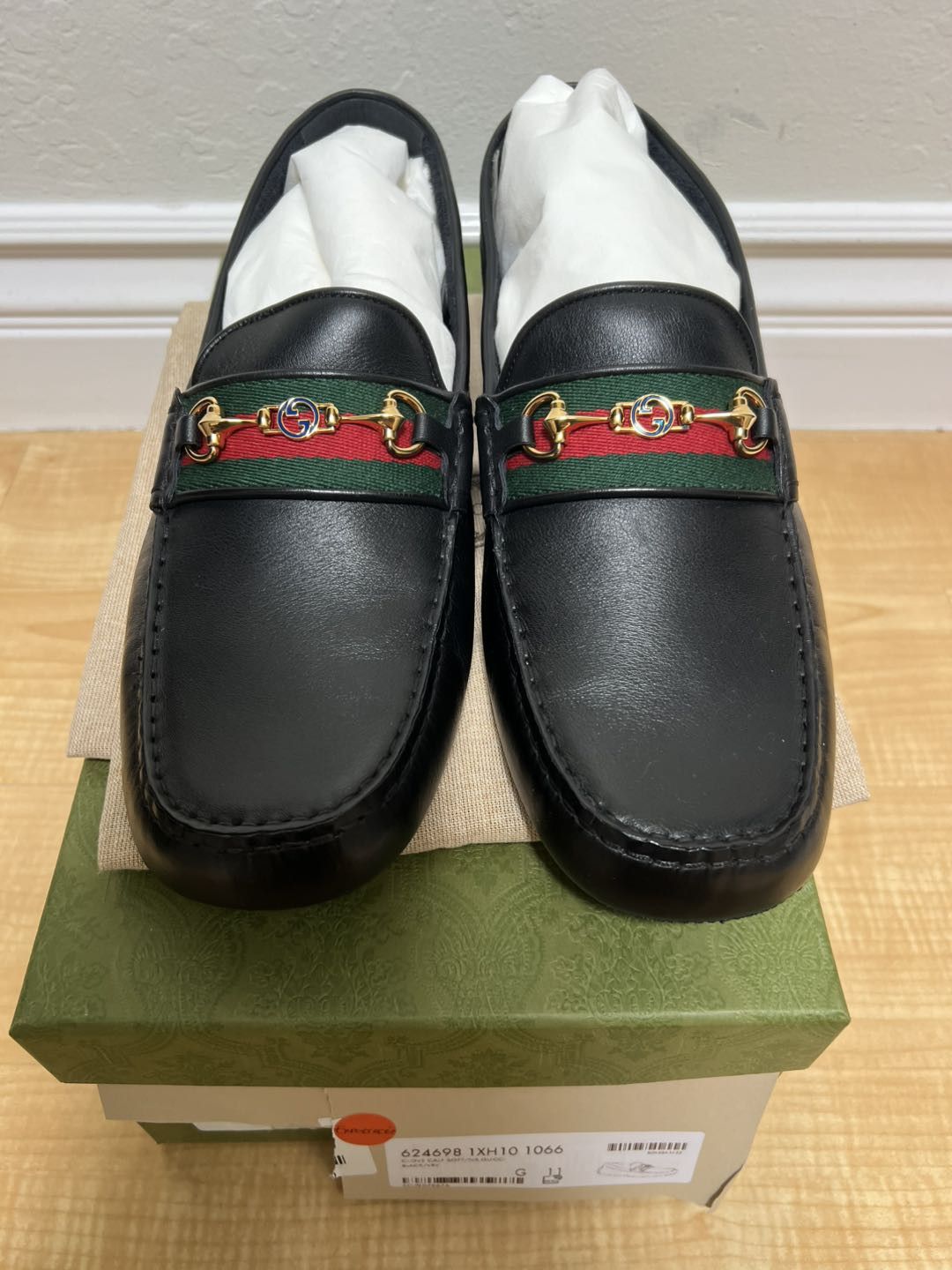 Gucci Gucci Ayrton Webbing-Trimmed Horsebit Leather Driver Loafers Size US 11.5 / EU 44-45 - 1 Thumbnail