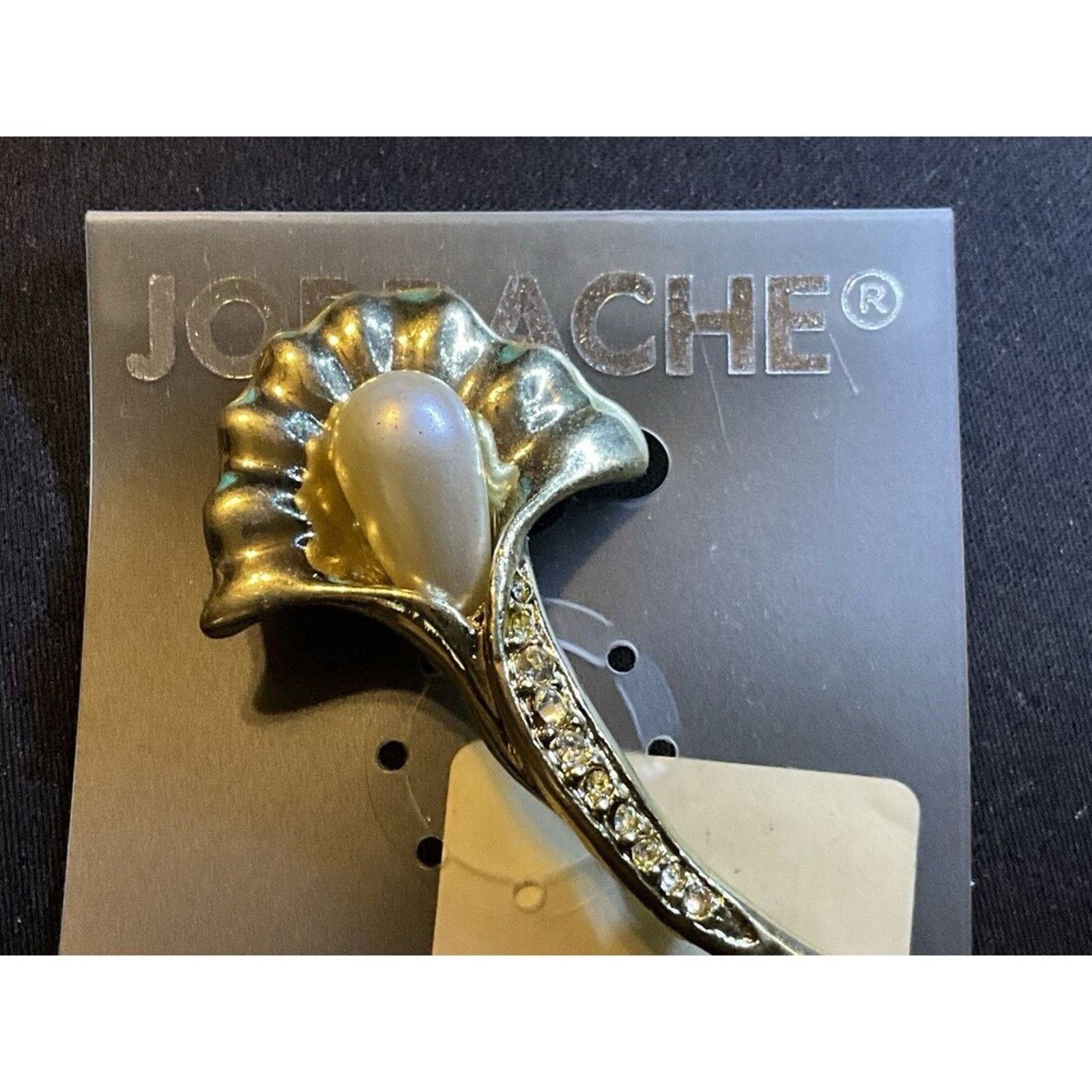 Jordache New Jordache Tulip, Faux Pearl, Rhinestone Gold Tone Brooch Size ONE SIZE - 2 Thumbnail