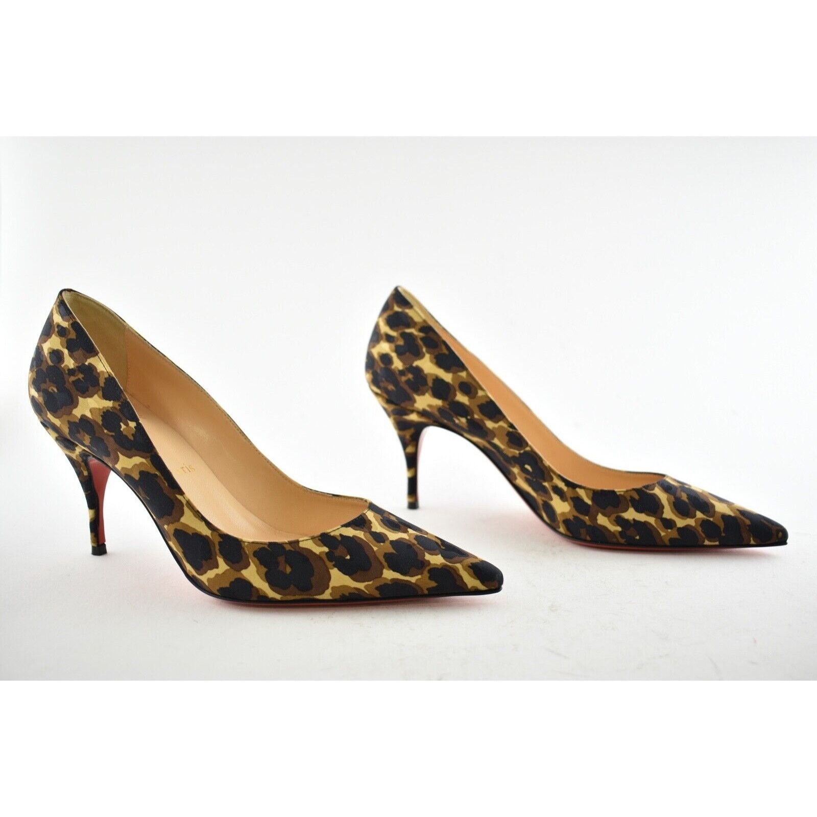 Christian Louboutin Christian Louboutin Clare 80 Soie Leopard Brown Black Silk Size US 6 / IT 36 - 2 Thumbnail