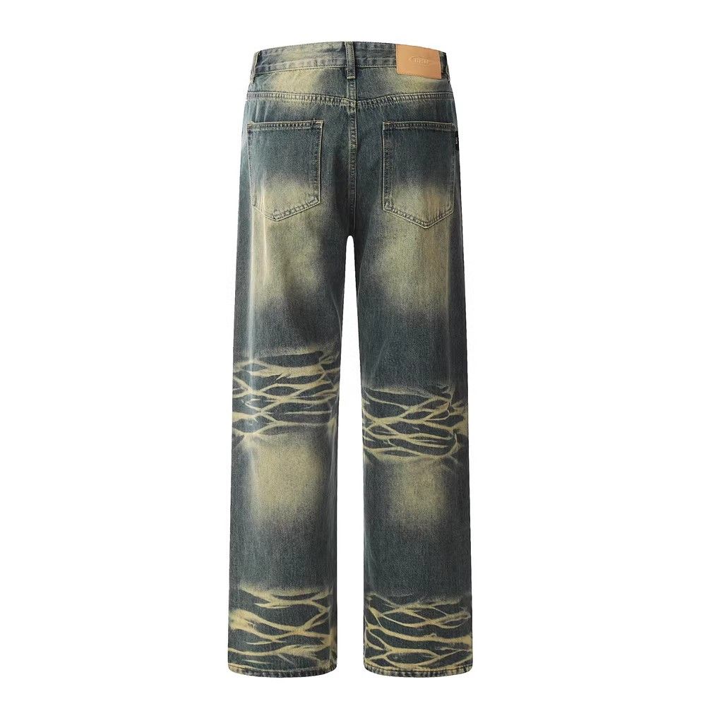 Japanese Brand × Jean Men's trendy punk contrast color washed distressed jeans Size US 32 / EU 48 - 2 Thumbnail