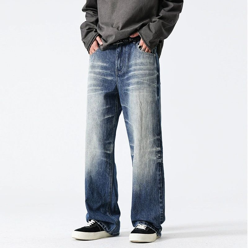 Vintage American Distressed Whiskered Loose-Fit Straight-Leg Jeans Size US 32 / EU 48 - 3 Thumbnail