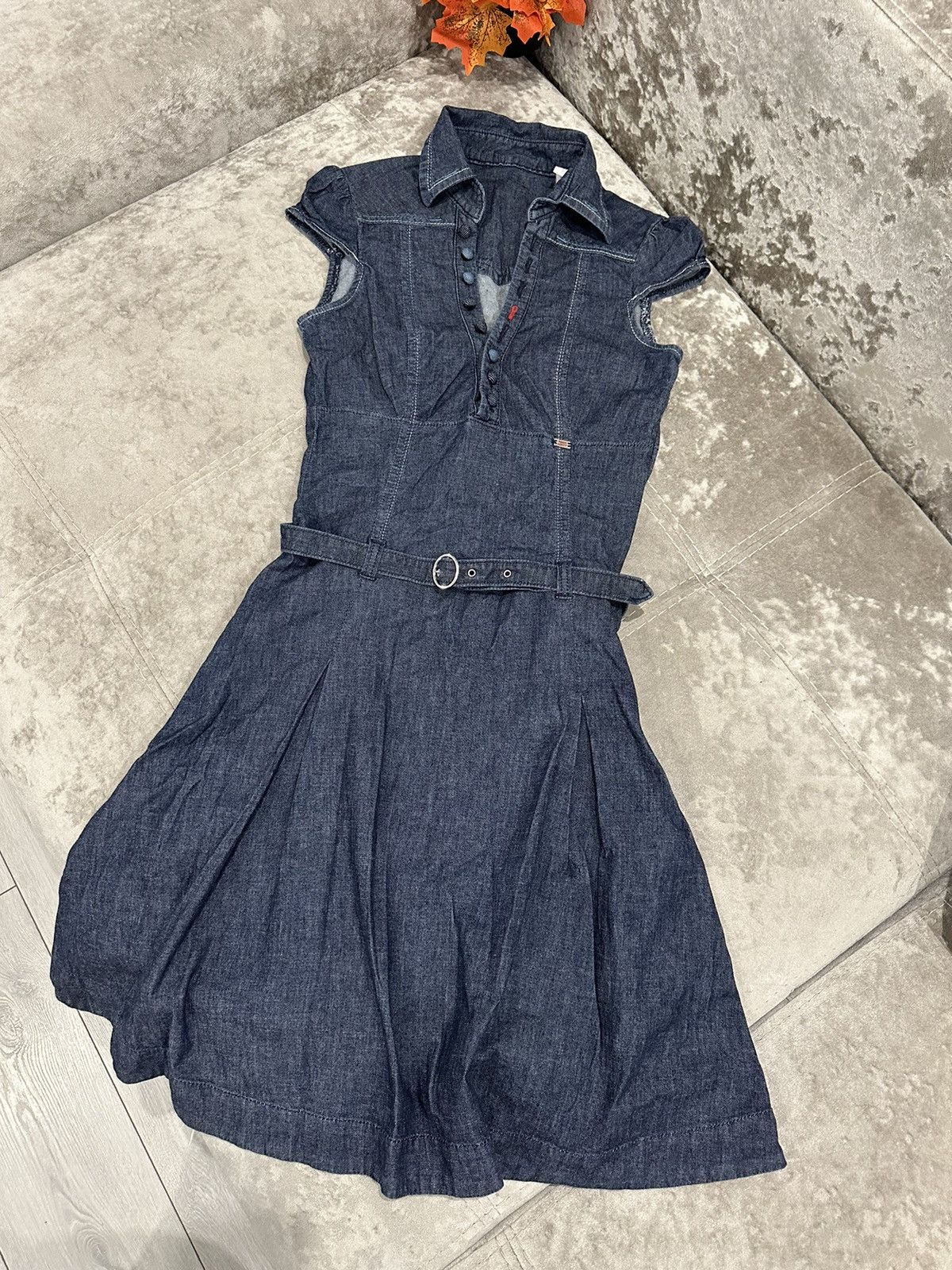 white christmas dresses Denim Dress with Split, Middle Blue / EU / 36 main image 1