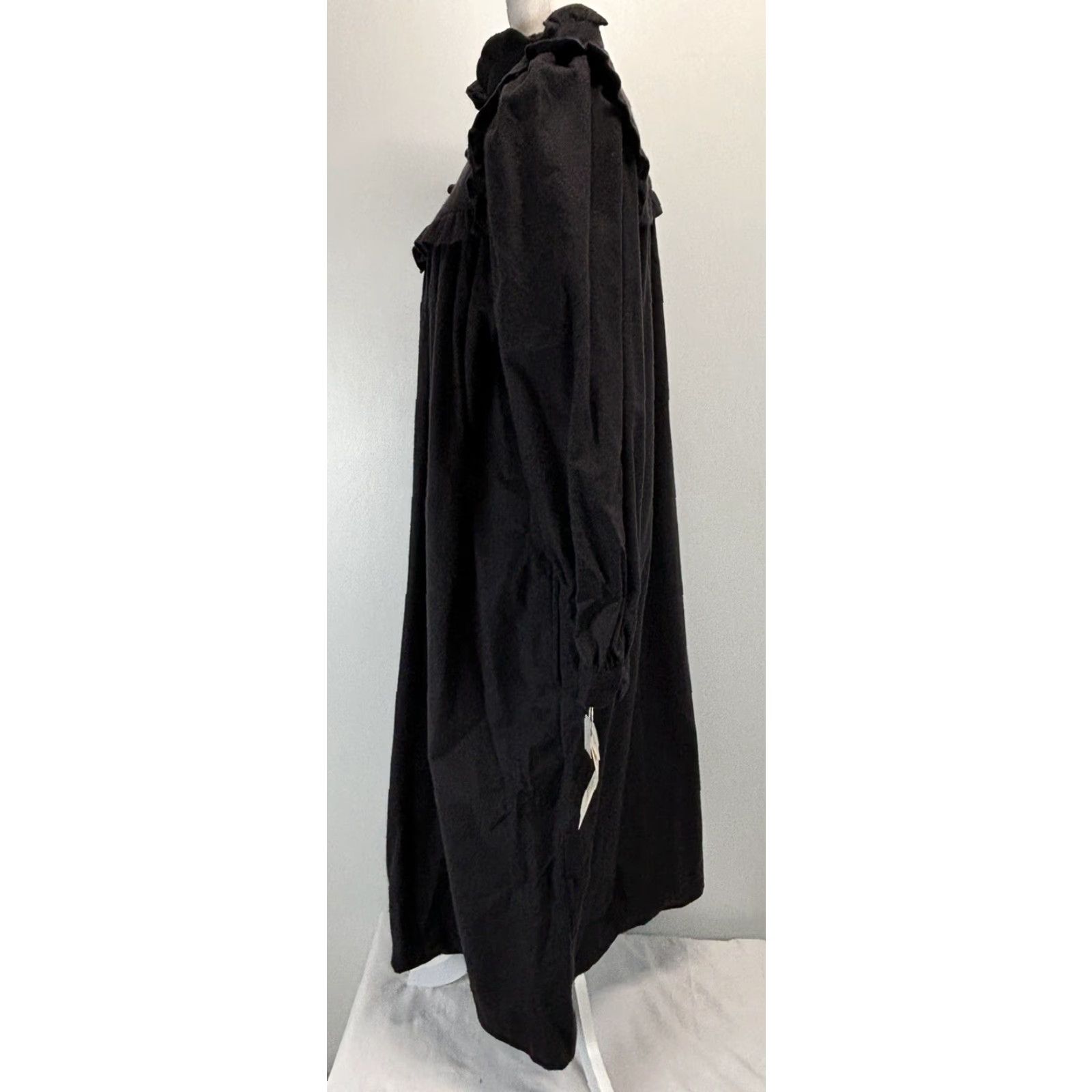 J. Jill VINTAGE J. Jill Flannel Midi Dress Large Black Ruffle Trim Pockets Long Sleeve Womens Size L / US 10 / IT 46 - 2 Thumbnail