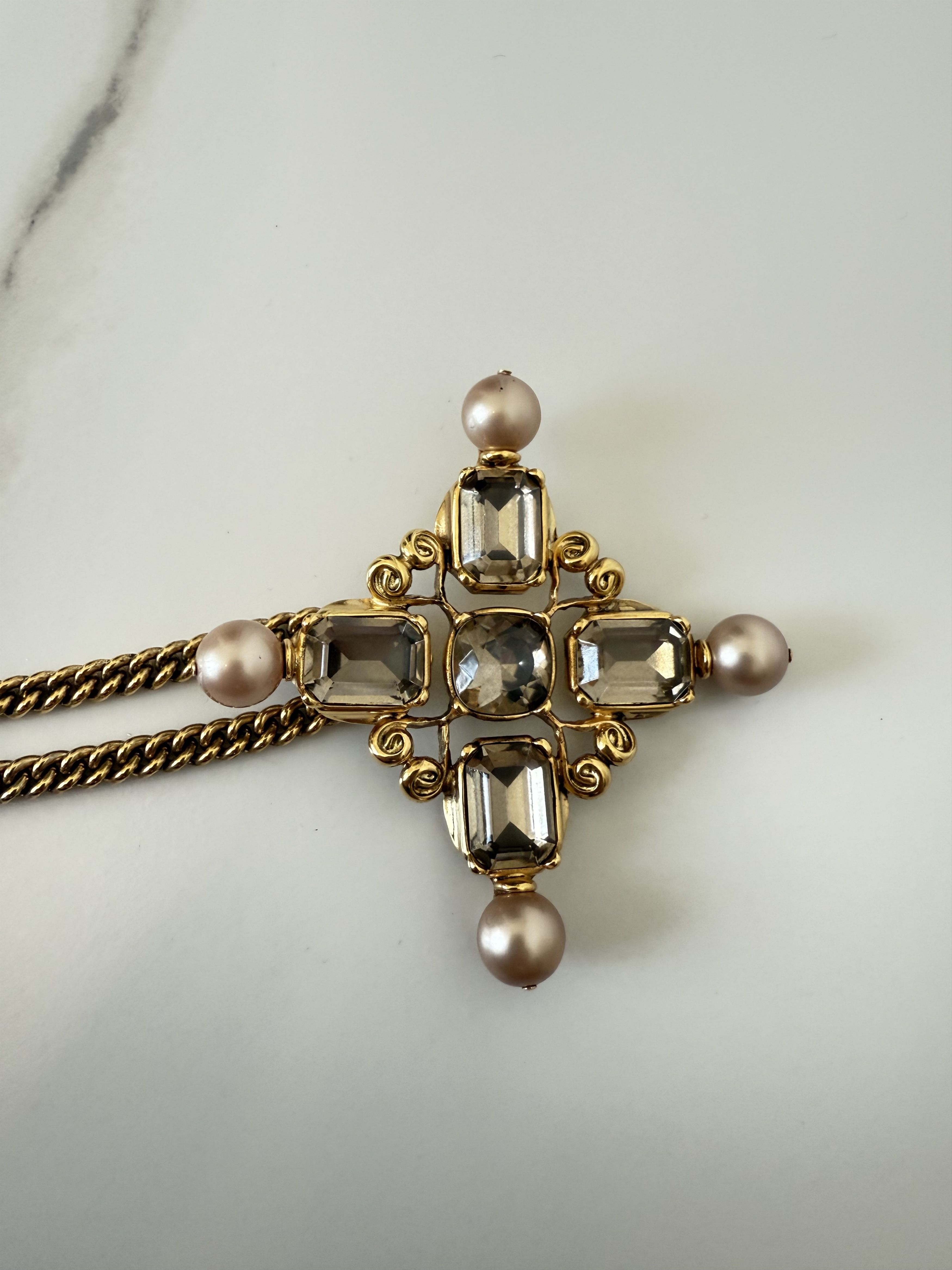 Saint Laurent Paris Saint Laurent Baroque Cross Charm Necklace Size ONE SIZE - 6 Thumbnail