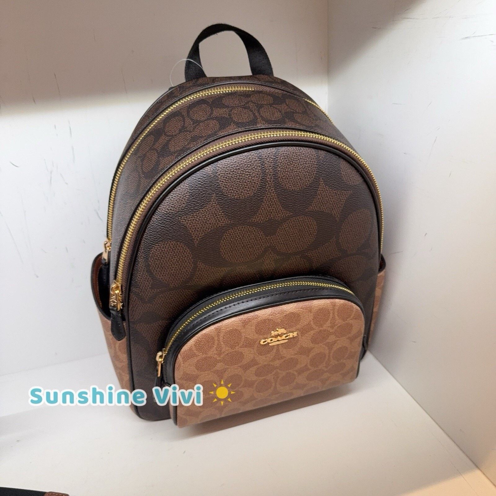 Coach NWT Coach Court Backpack CZ771 Gold/Walnut/Tan Size ONE SIZE - 6 Thumbnail