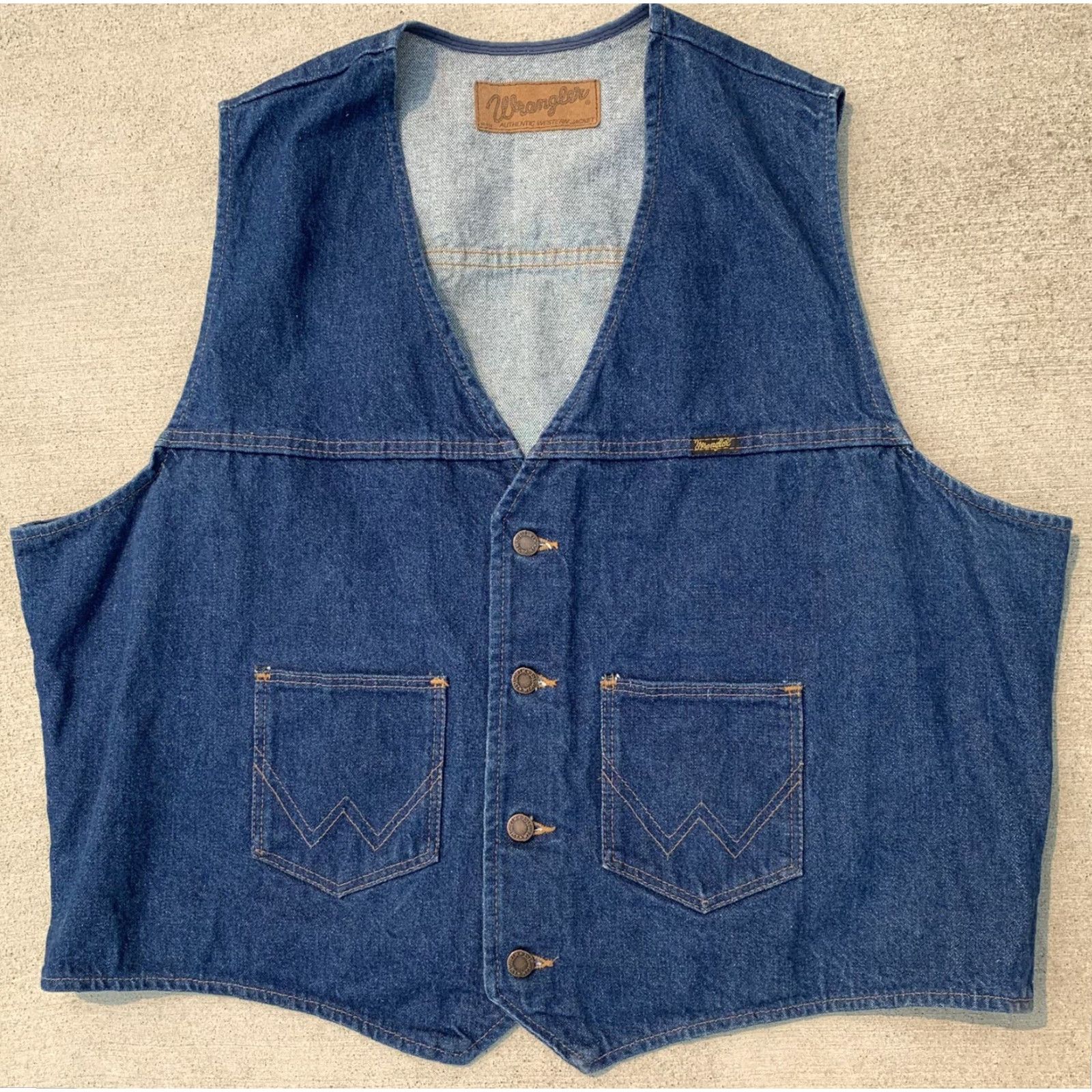 Wrangler VINTAGE Wrangler M-159 Western Jacket Vest 2XL Denim Blue Mens Western Wrangler Authentic Western Jacket 1990s Size US 39 - 6 Thumbnail