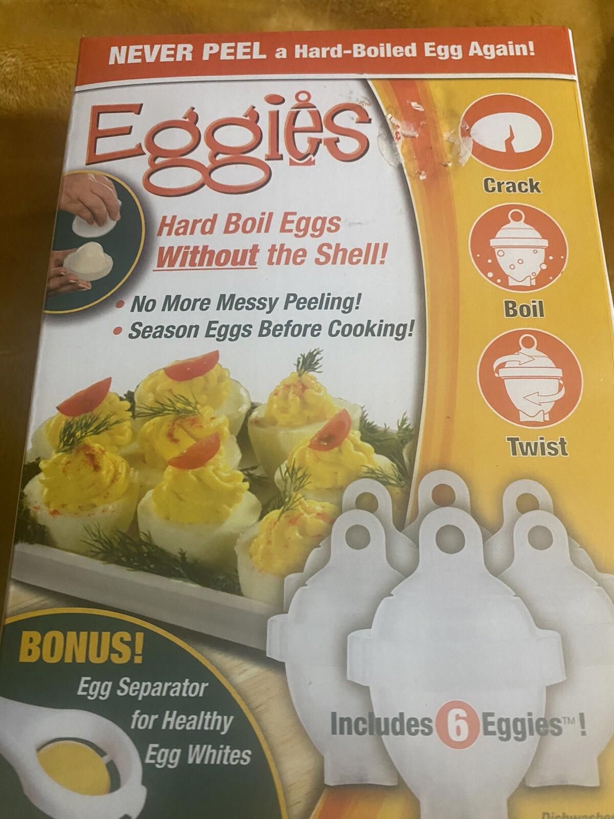 Other NEW Eggies Hard Boil Egg Cooker (6) with Bonus Egg White Size ONE SIZE - 11 Thumbnail