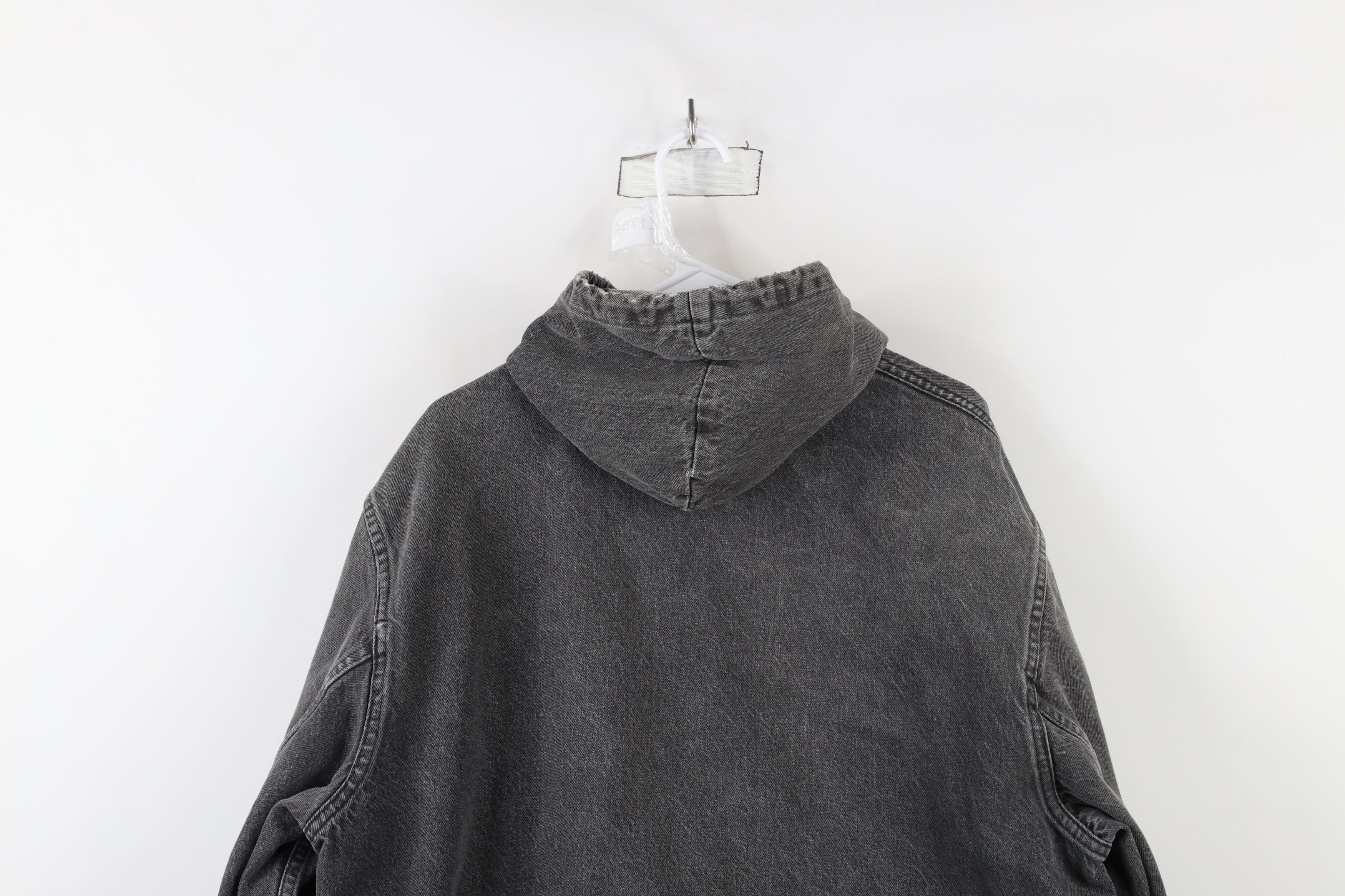 Carhartt Vintage 90s Carhartt Lined Denim Hooded Jacket Gray USA Size US XXL / EU 58 / 5 - 14 Thumbnail