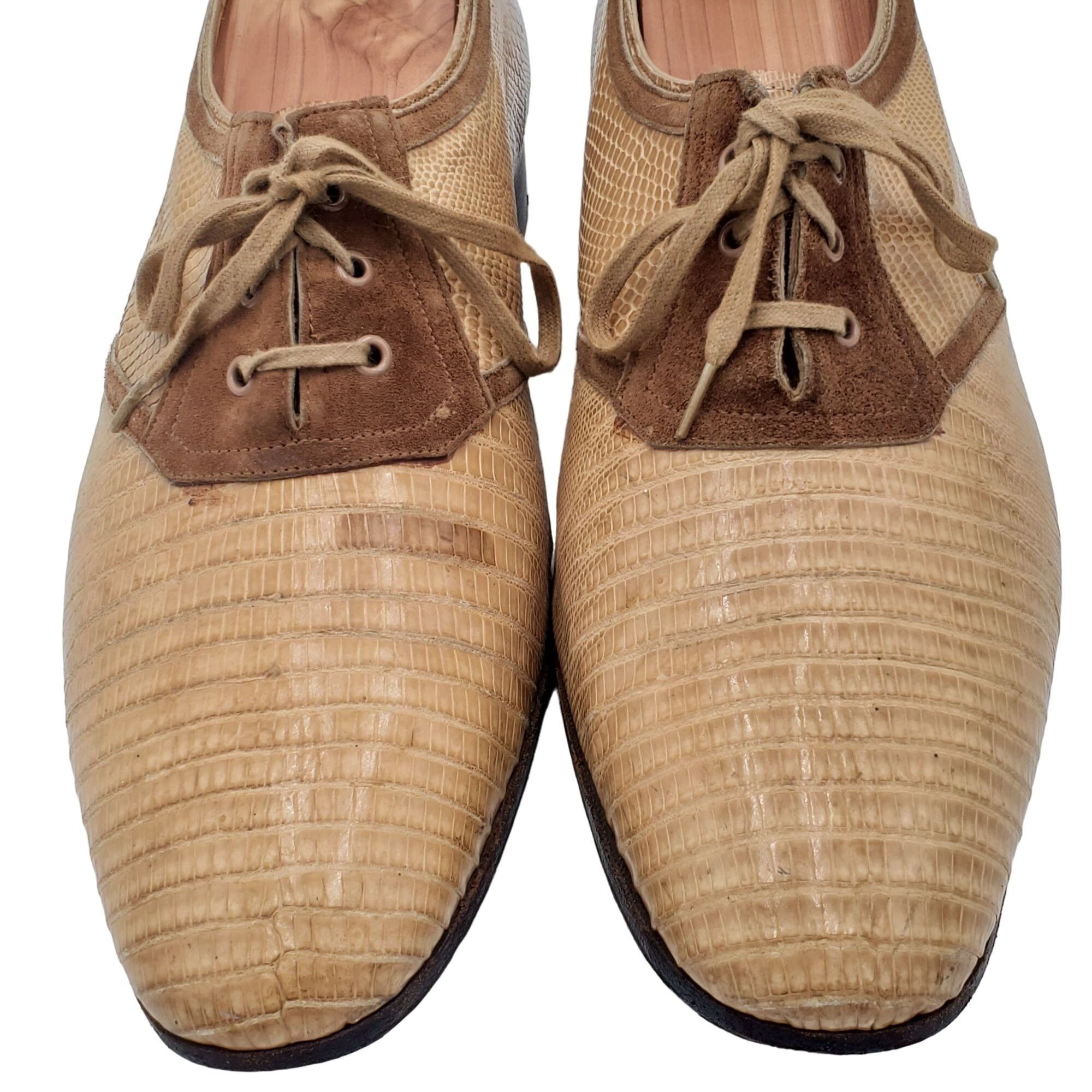Mauri Vintage Mauri Italy Men 9 Exotic Teju Lizard Beige Tan Brown Size US 9 / EU 42 - 4 Thumbnail